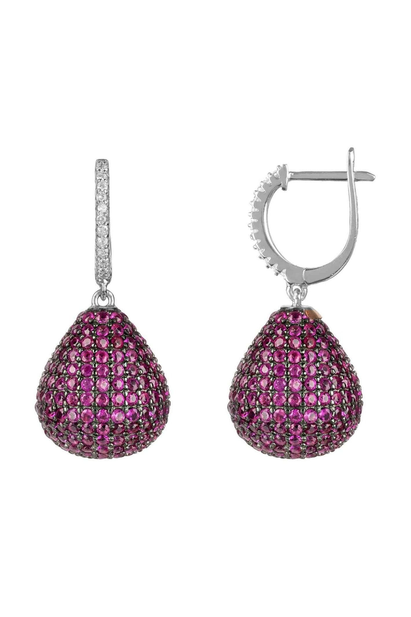 Valerie Pear Drop Gemstone Earrings Silver Ruby - LATELITA Earrings