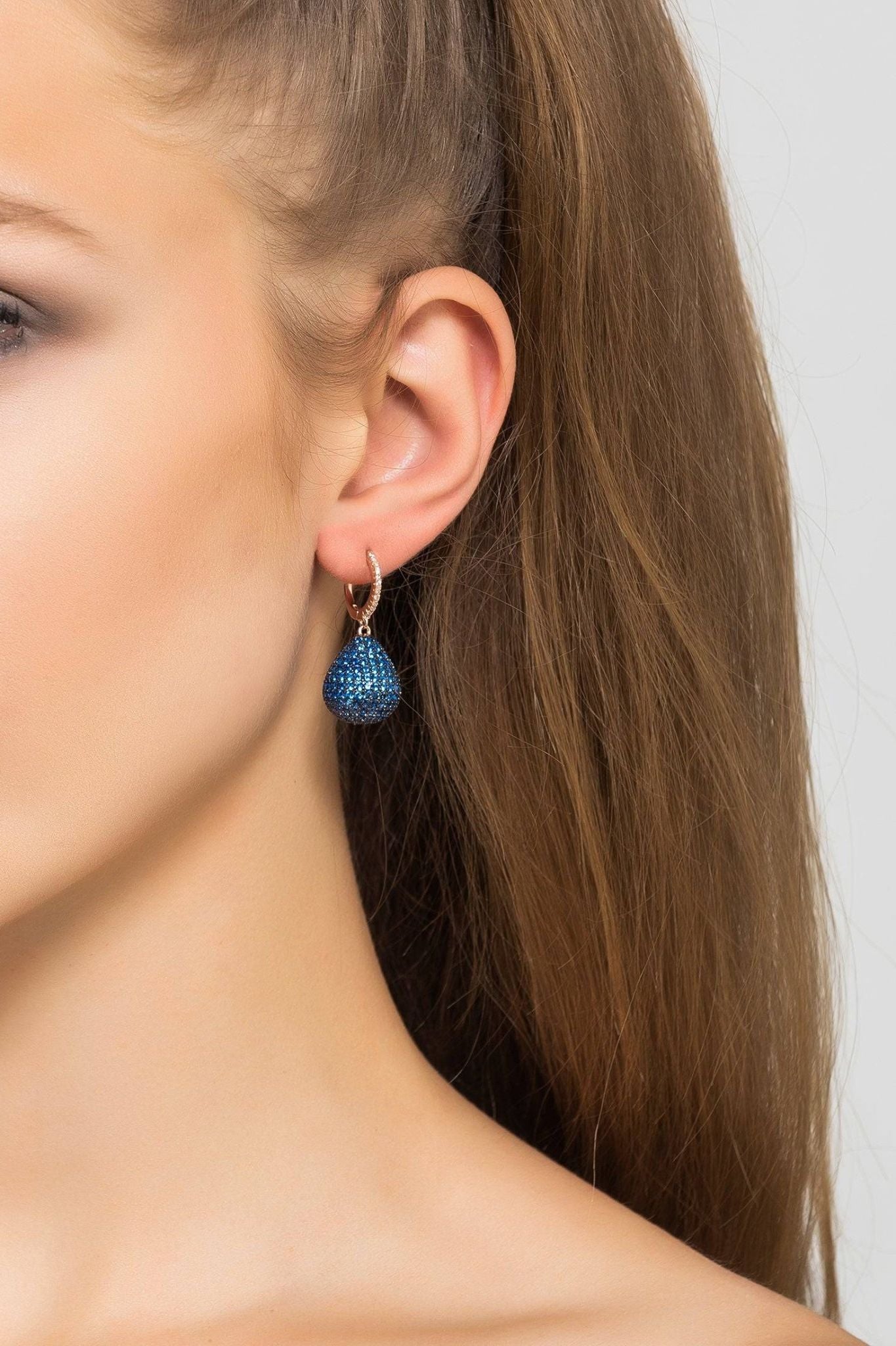 Valerie Pear Drop Gemstone Earrings Silver Sapphire Blue - LATELITA Earrings