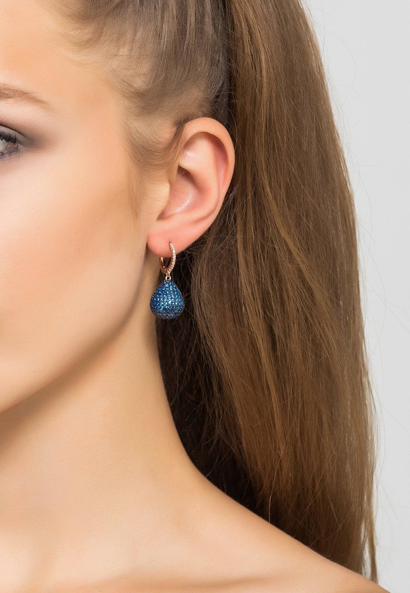 Valerie Pear Drop Gemstone Earrings Silver Sapphire Blue - LATELITA Earrings