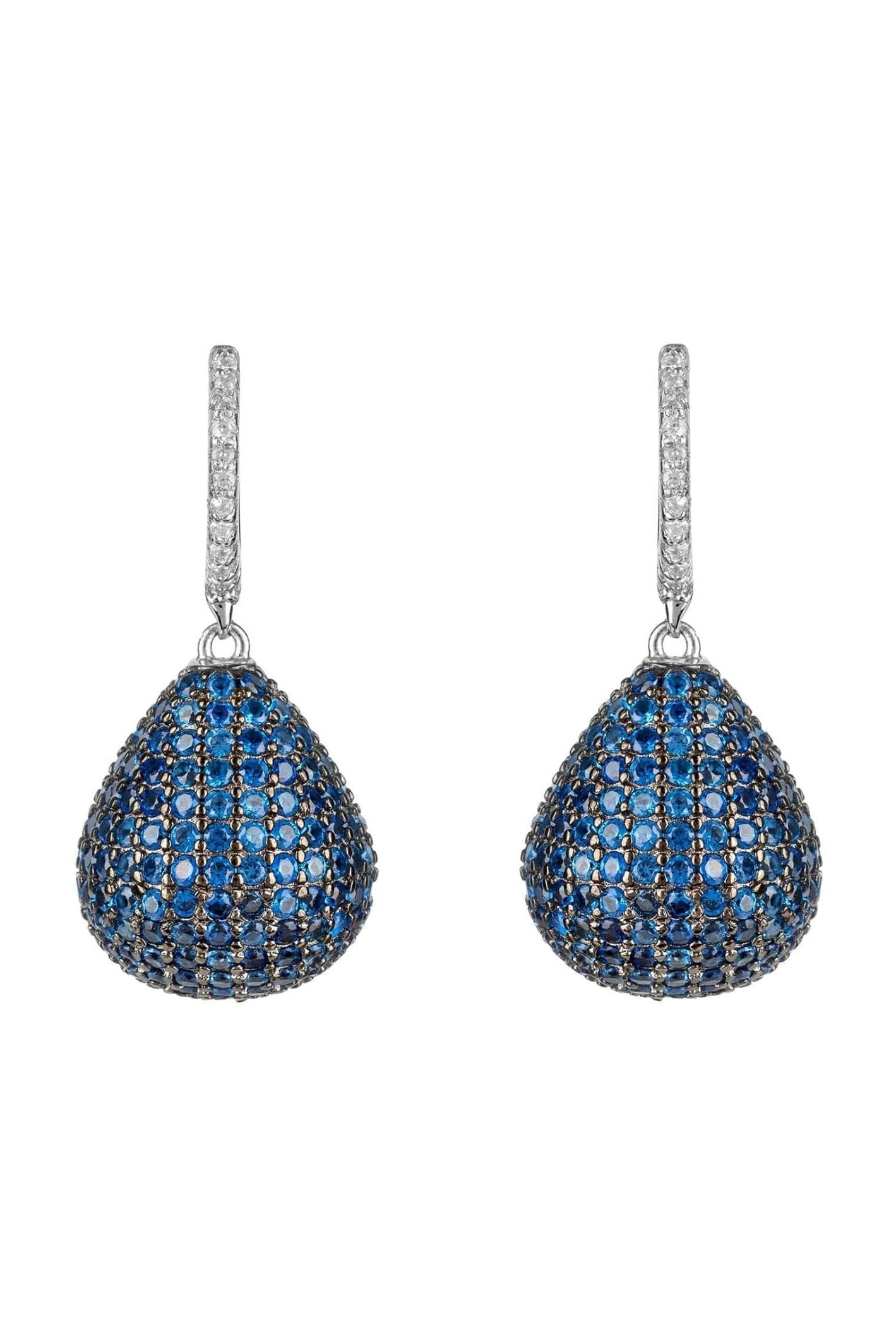 Valerie Pear Drop Gemstone Earrings Silver Sapphire Blue - LATELITA Earrings