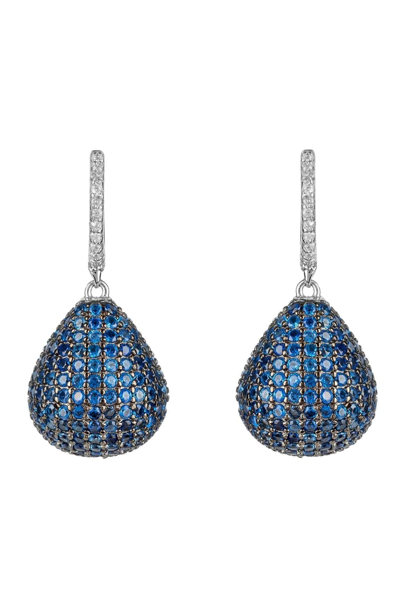 Valerie Pear Drop Gemstone Earrings Silver Sapphire Blue - LATELITA Earrings