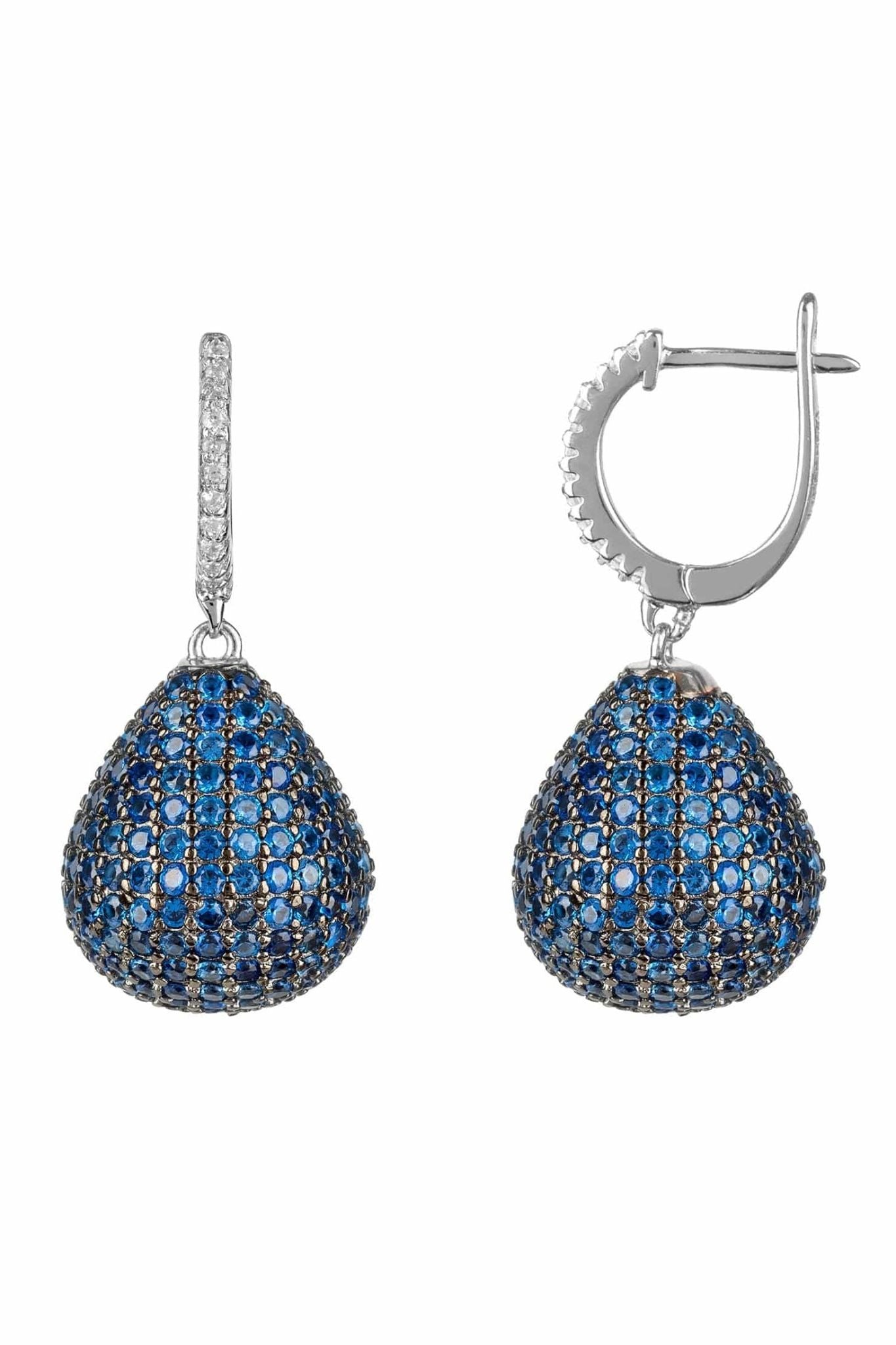 Valerie Pear Drop Gemstone Earrings Silver Sapphire Blue - LATELITA Earrings
