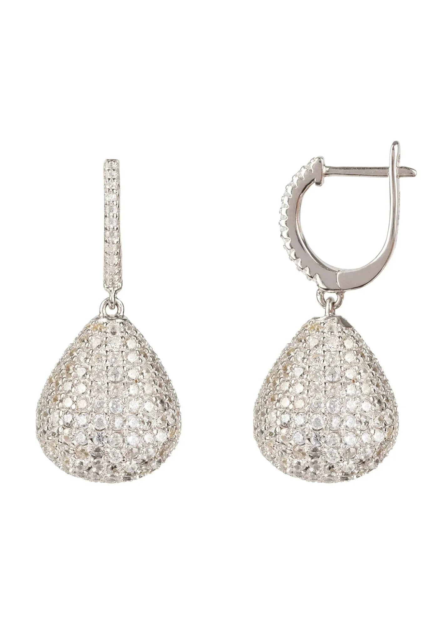 Valerie Pear Drop Gemstone Earrings Silver White Cz - LATELITA Earrings
