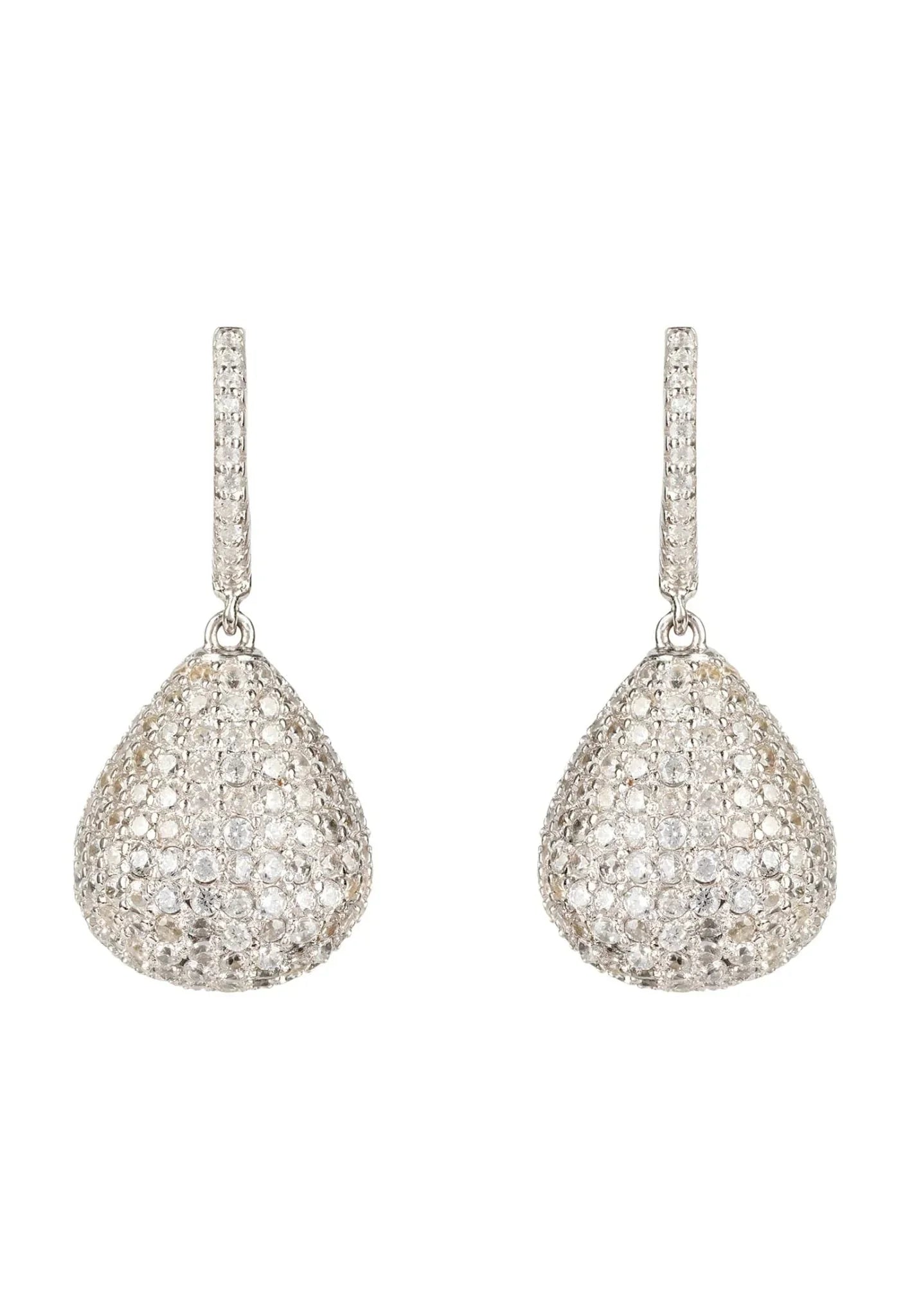 Valerie Pear Drop Gemstone Earrings Silver White Cz - LATELITA Earrings