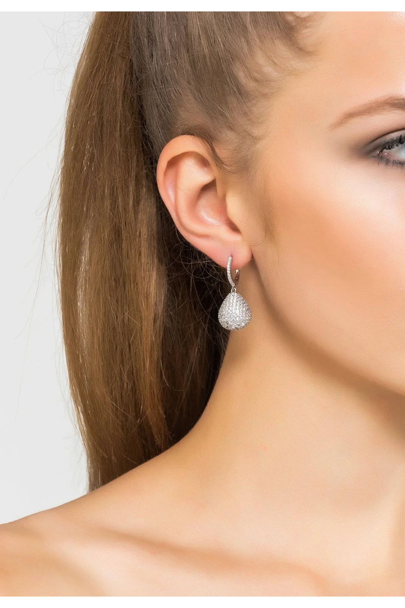 Valerie Pear Drop Gemstone Earrings Silver White Cz - LATELITA Earrings