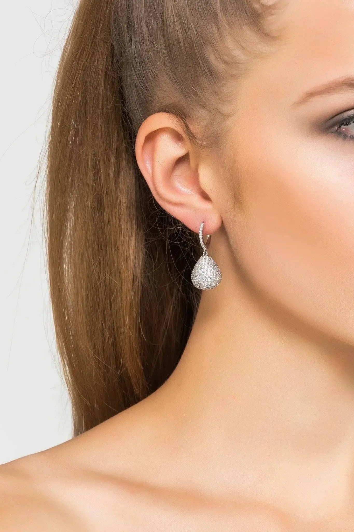 Valerie Pear Drop Gemstone Earrings Silver White Cz - LATELITA Earrings