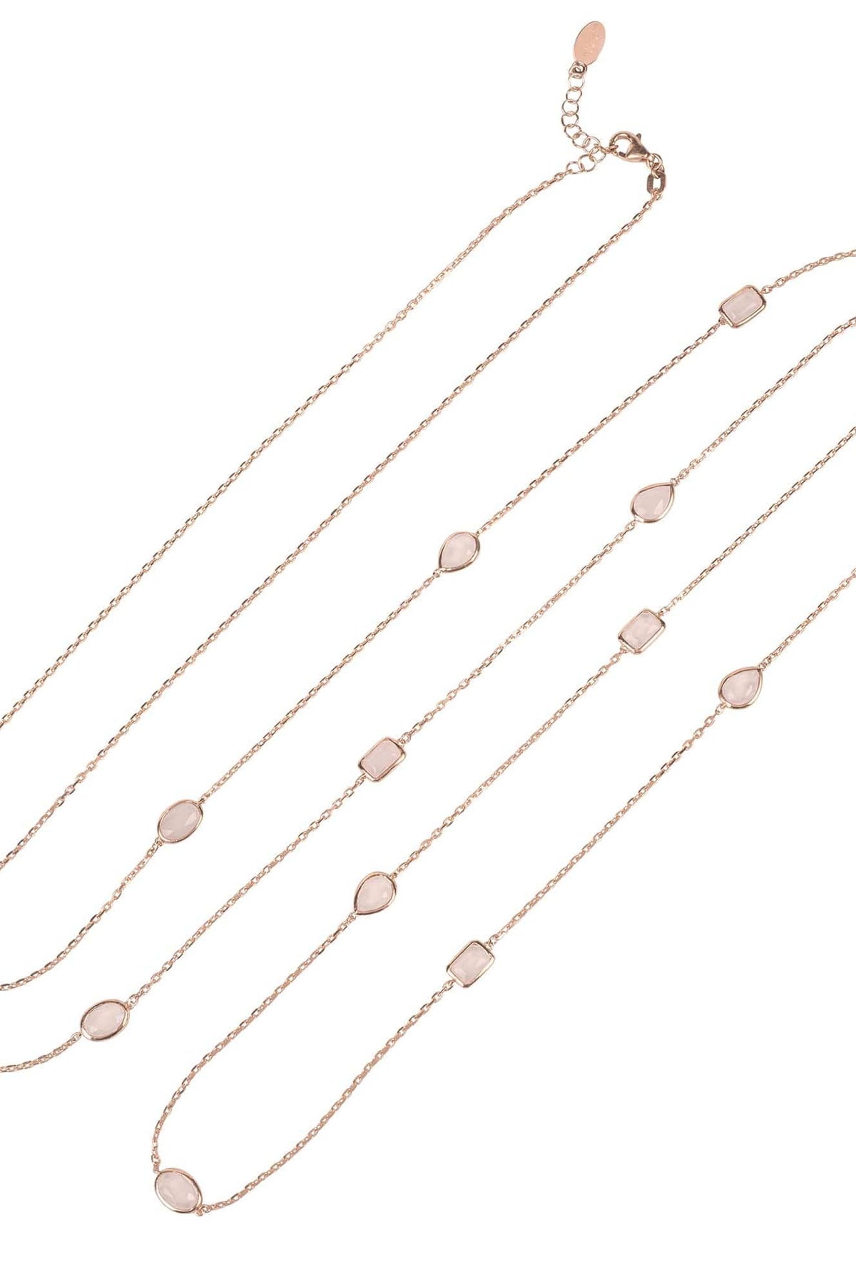 Venice 120Cm Long Chain Necklace Rosegold Rose Quartz - LATELITA Necklaces