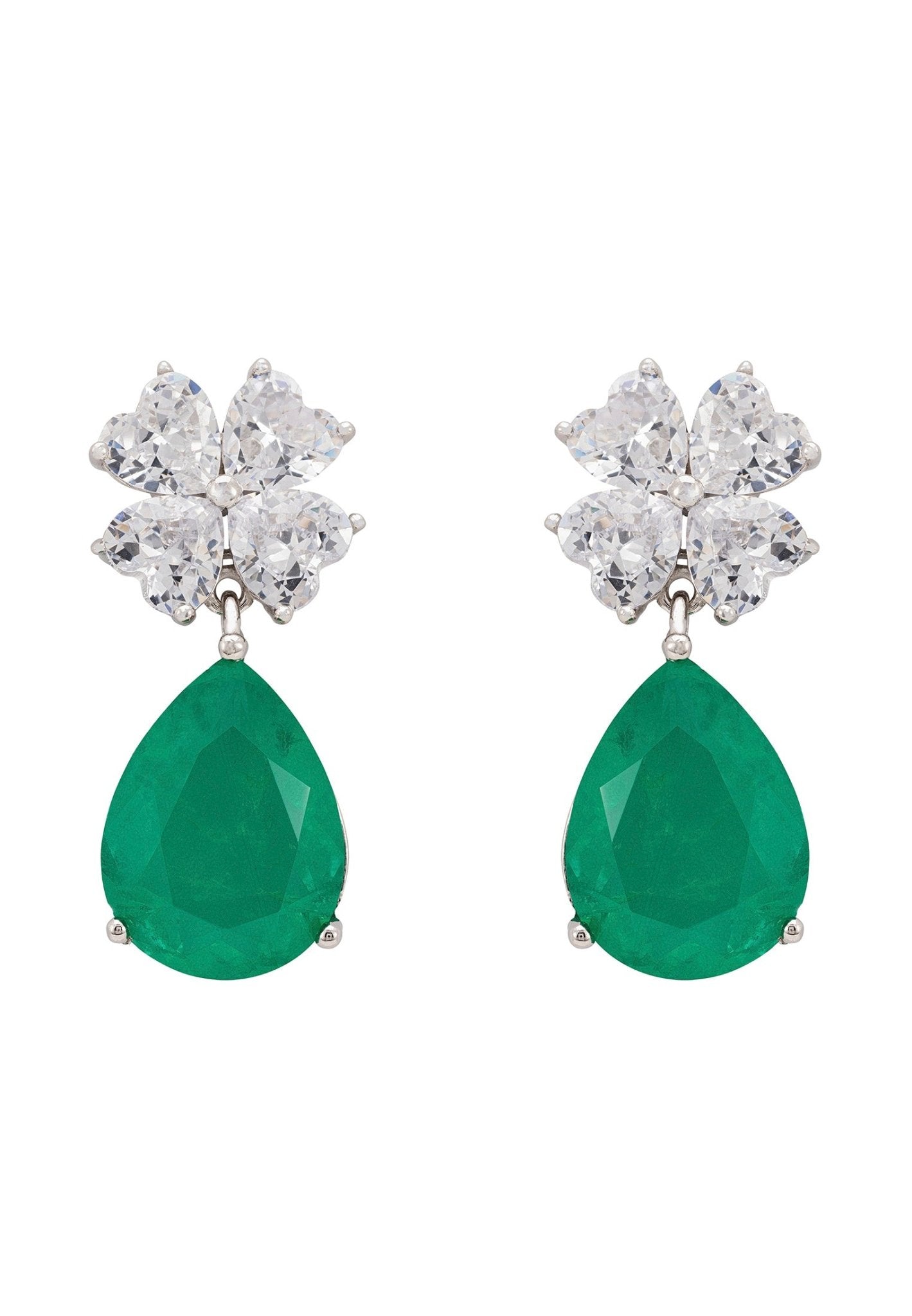 Victoria Teardrop Earrings Silver Colombian Emerald - LATELITA Earrings