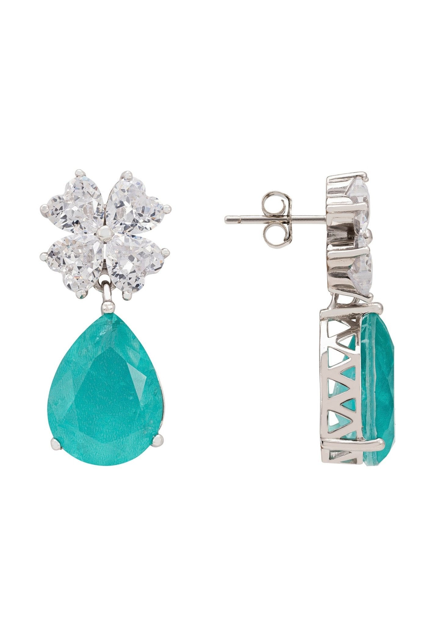Victoria Teardrop Earrings Silver Paraiba Tourmaline - LATELITA Earrings