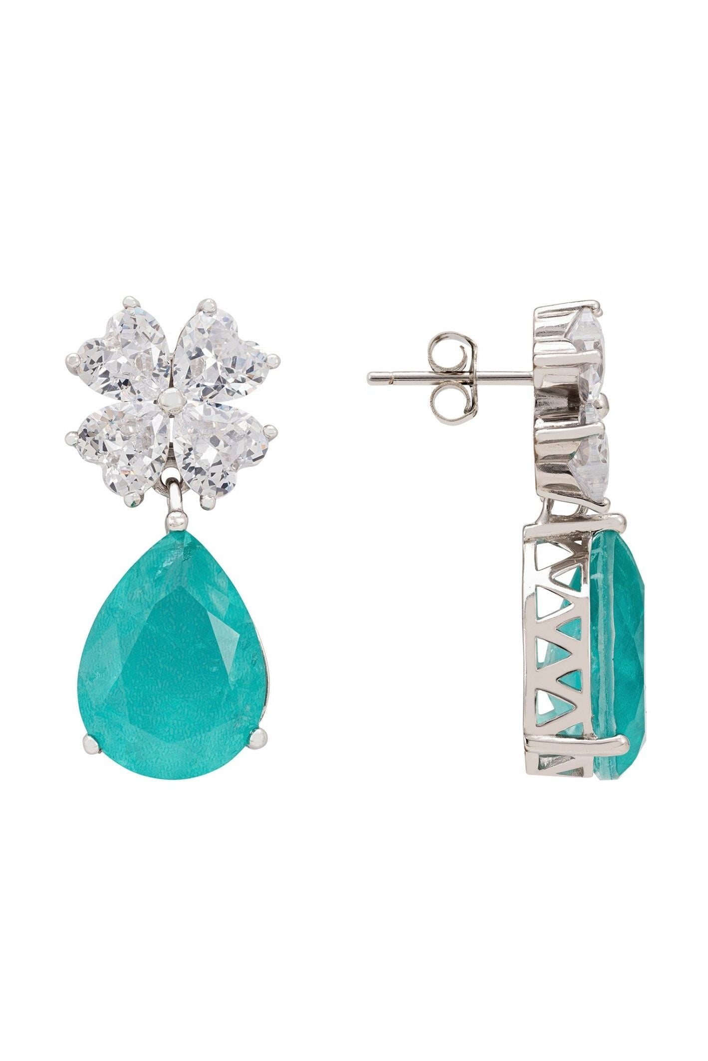 Victoria Teardrop Earrings Silver Paraiba Tourmaline - LATELITA Earrings