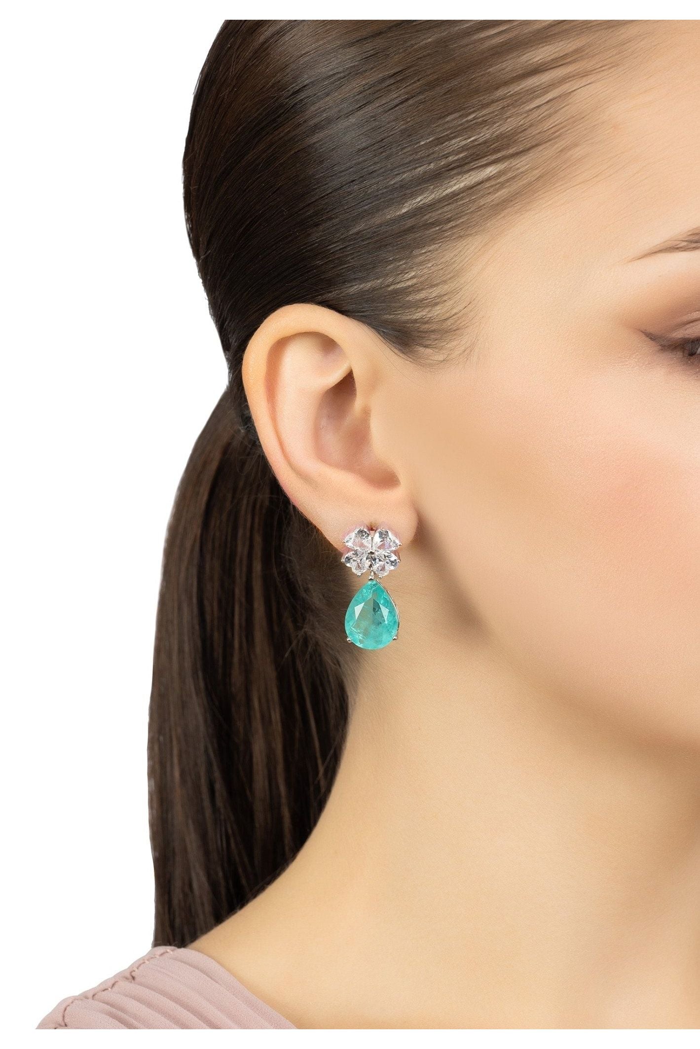 Victoria Teardrop Earrings Silver Paraiba Tourmaline - LATELITA Earrings