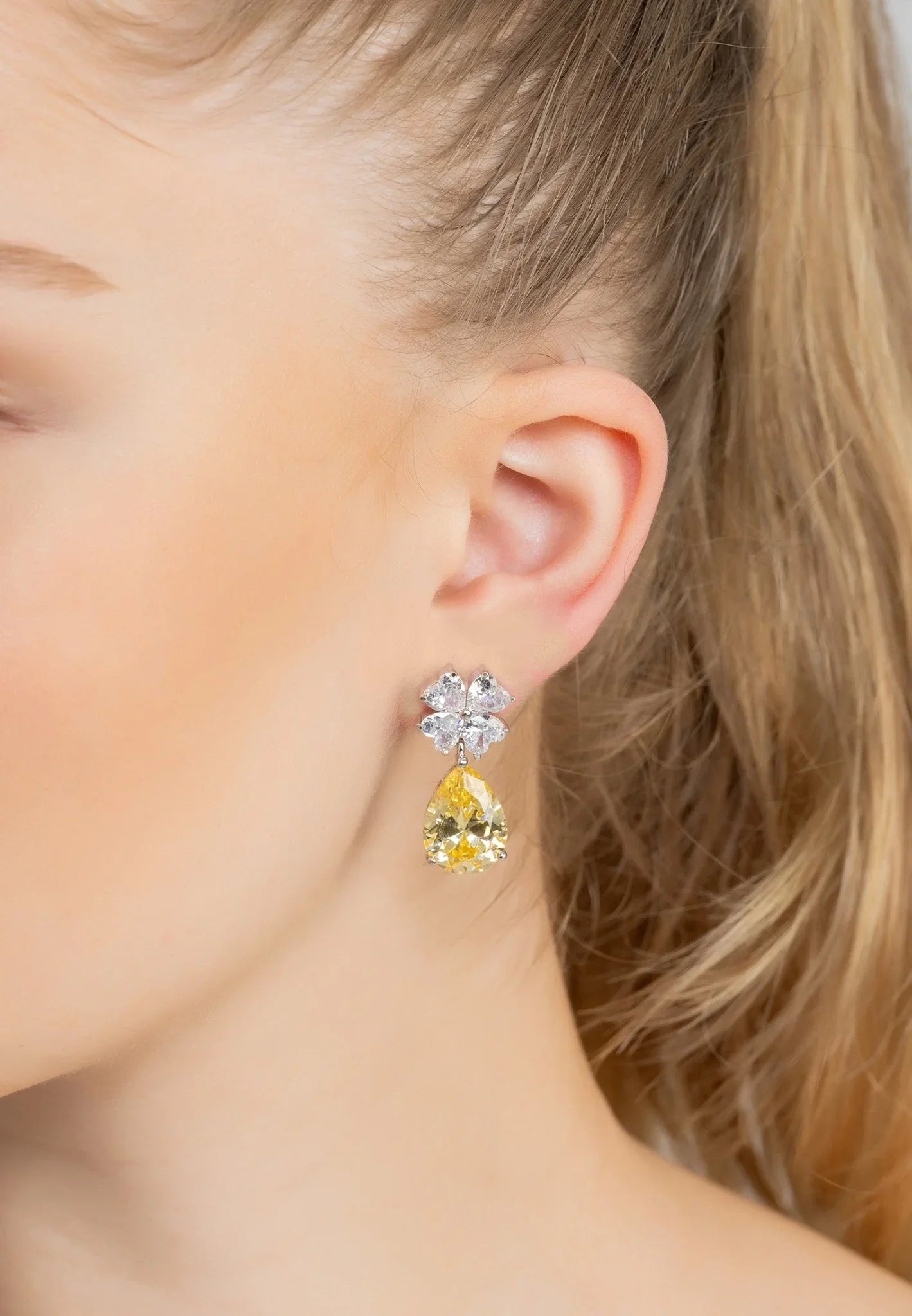 Victoria Teardrop Earrings Silver Yellow Topaz - LATELITA Earrings