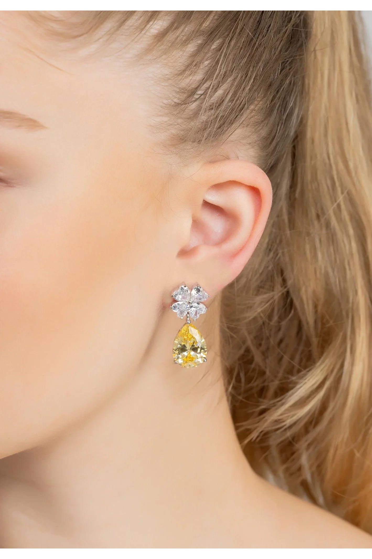 Victoria Teardrop Earrings Silver Yellow Topaz - LATELITA Earrings