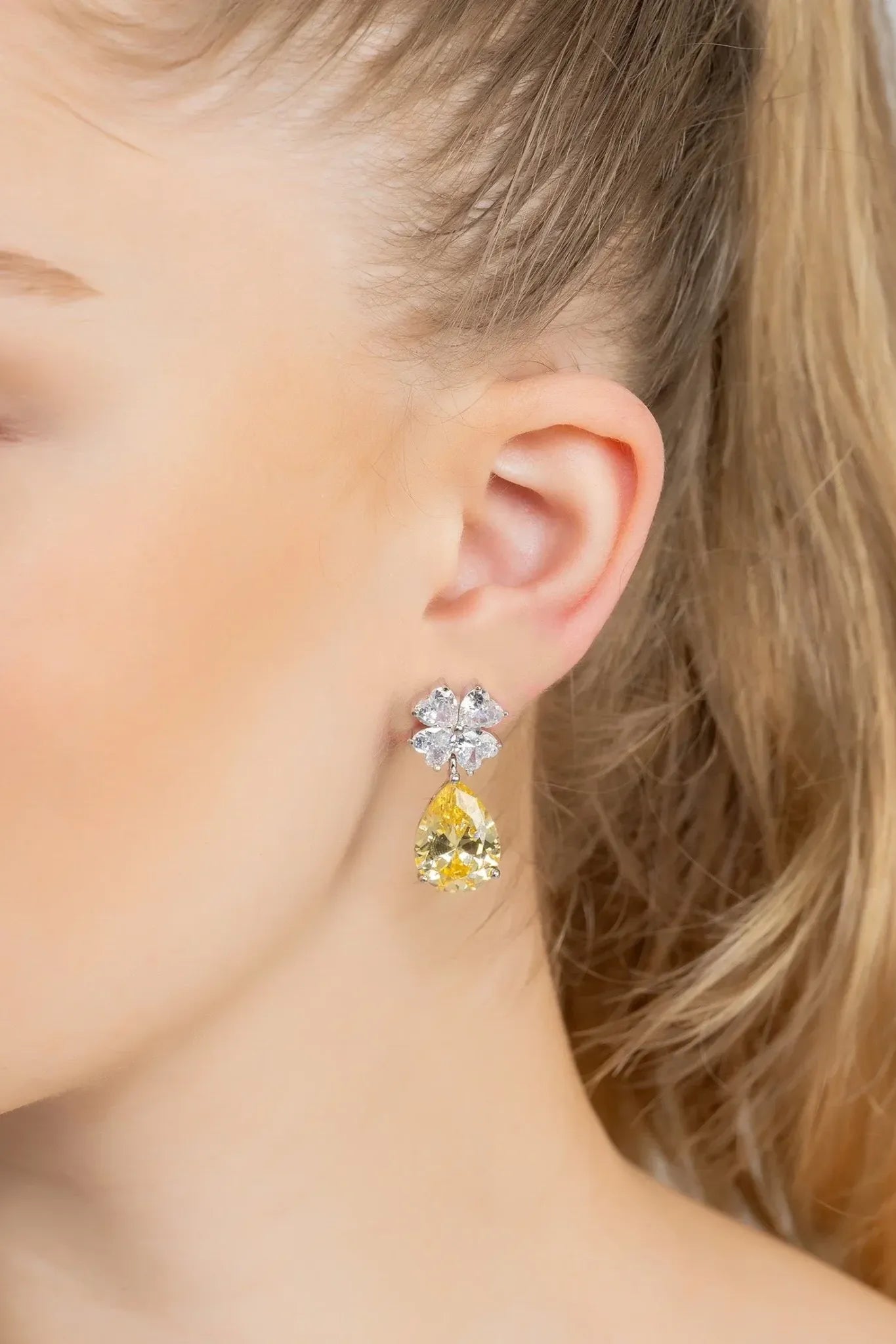 Victoria Teardrop Earrings Silver Yellow Topaz - LATELITA Earrings