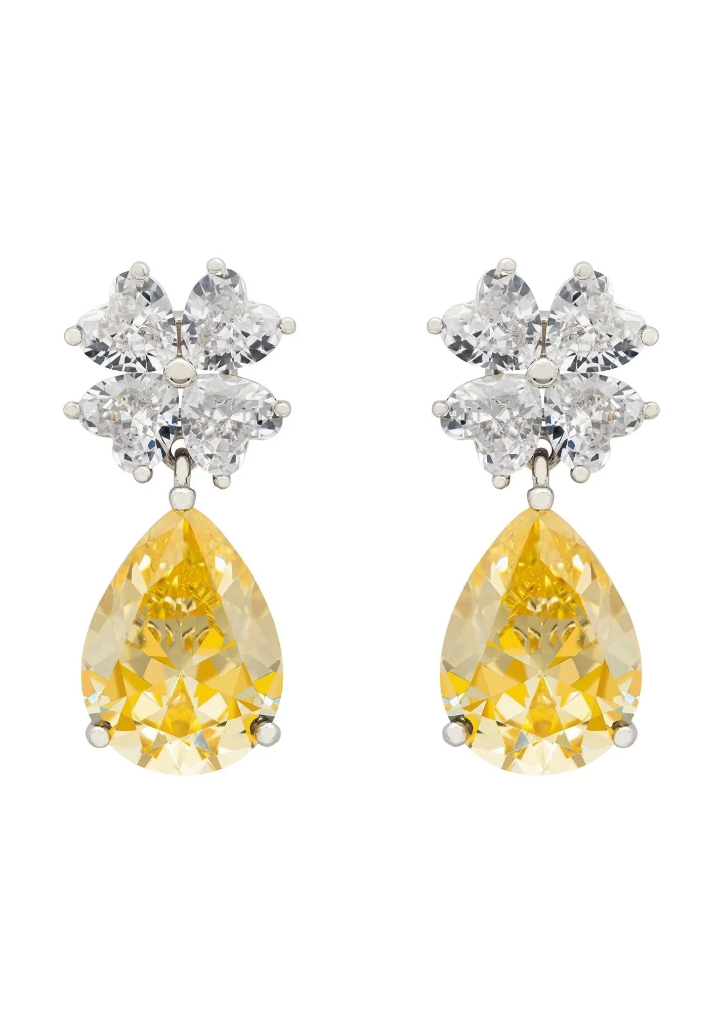 Victoria Teardrop Earrings Silver Yellow Topaz - LATELITA Earrings