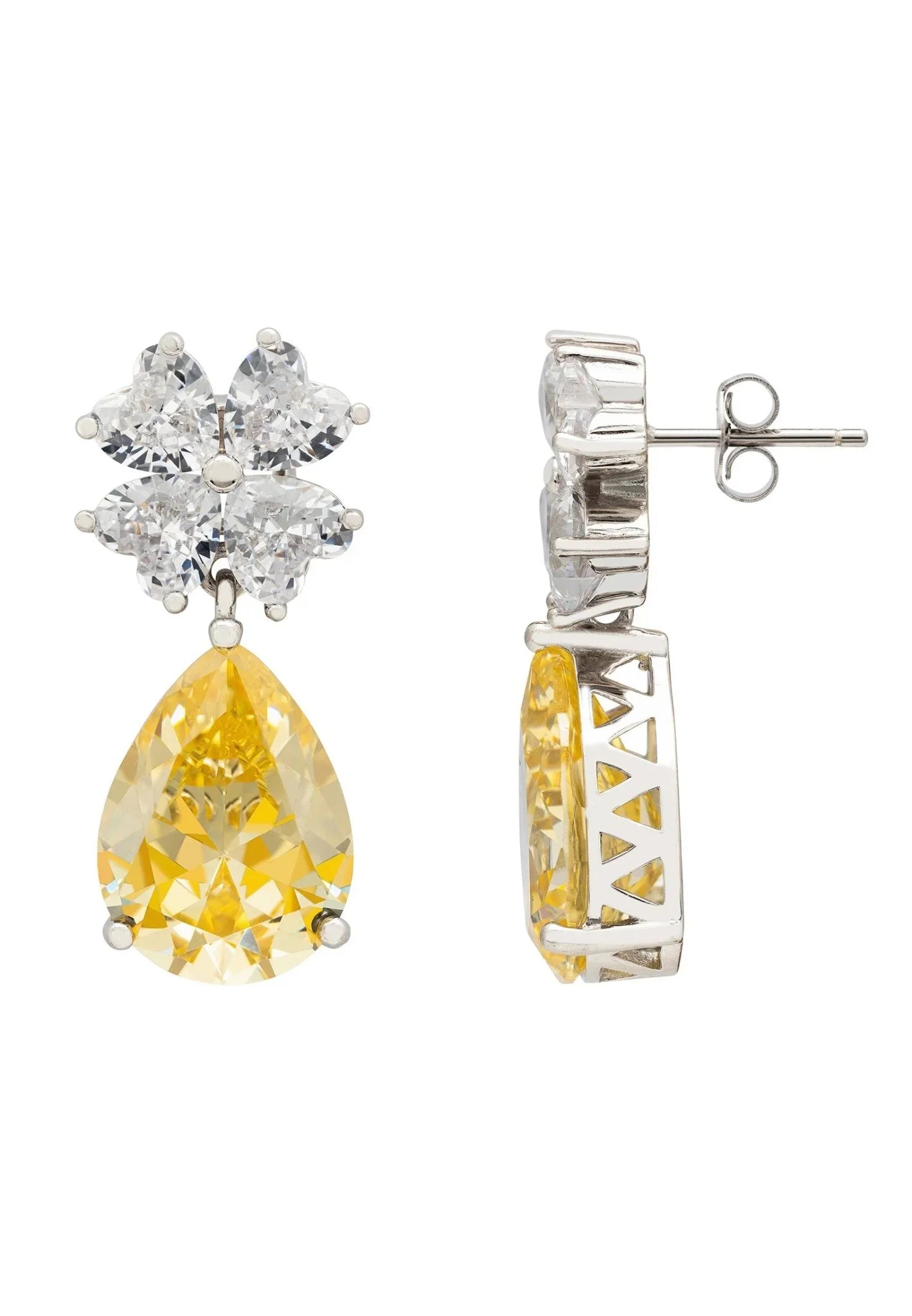 Victoria Teardrop Earrings Silver Yellow Topaz - LATELITA Earrings