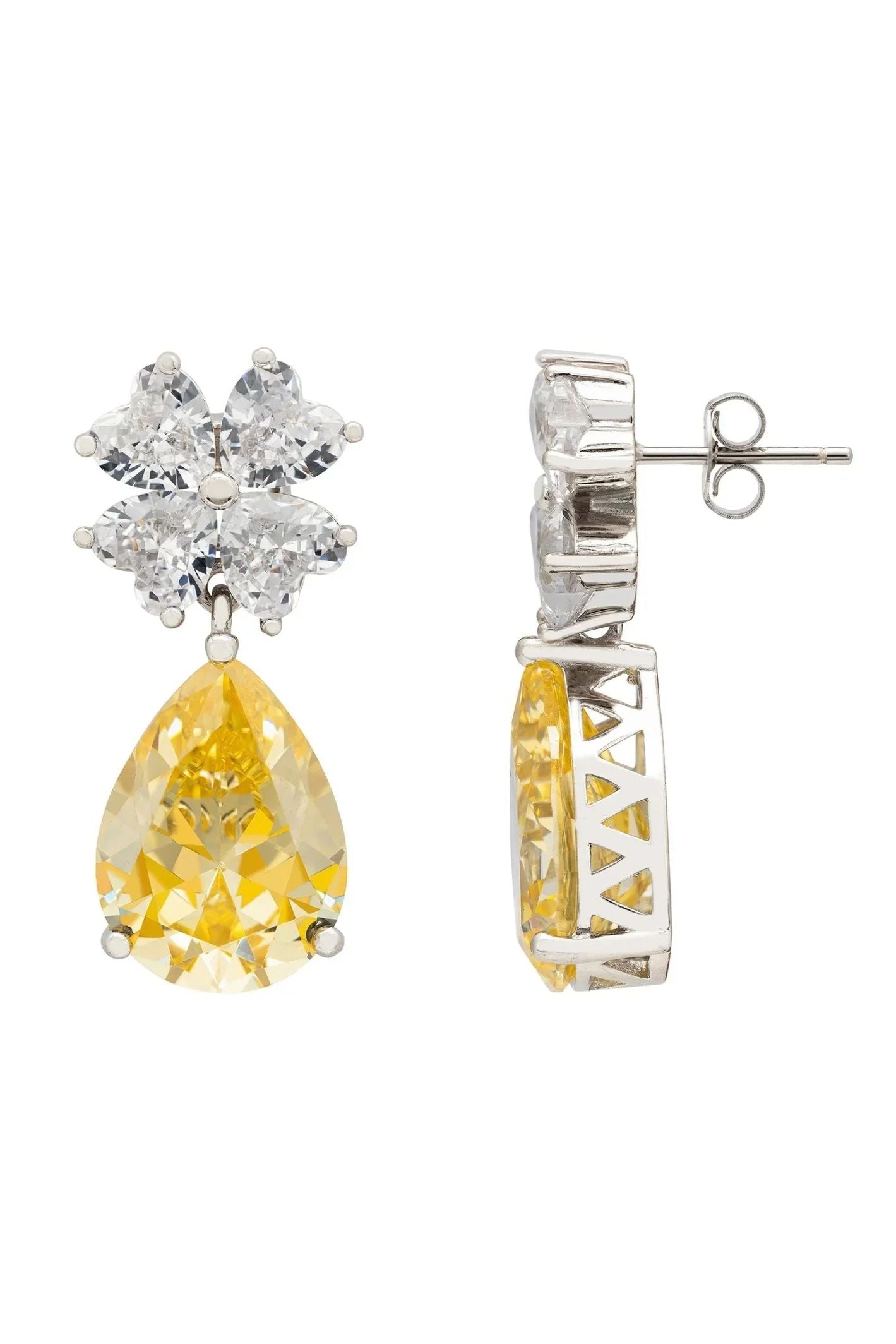 Victoria Teardrop Earrings Silver Yellow Topaz - LATELITA Earrings