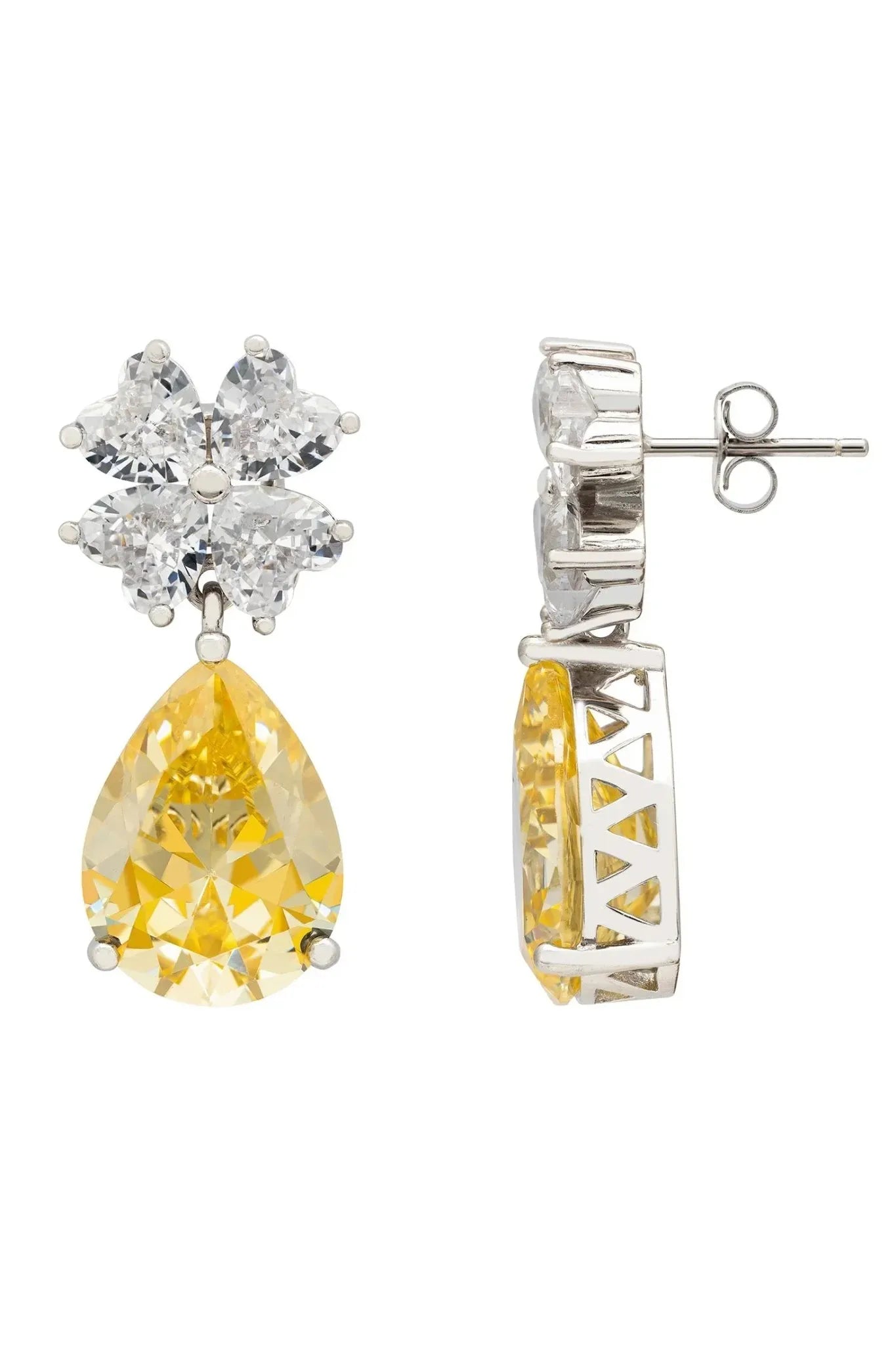 Victoria Teardrop Earrings Silver Yellow Topaz - LATELITA Earrings