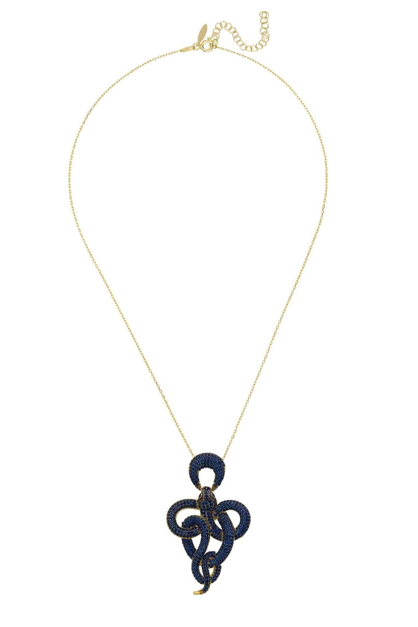 Viper Snake Pendant Necklace Gold Sapphire - LATELITA Necklaces