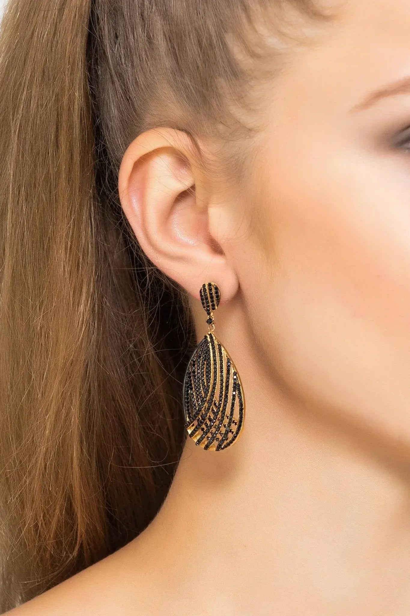 Vortex Teardrop Earring Black Cz - LATELITA Earrings