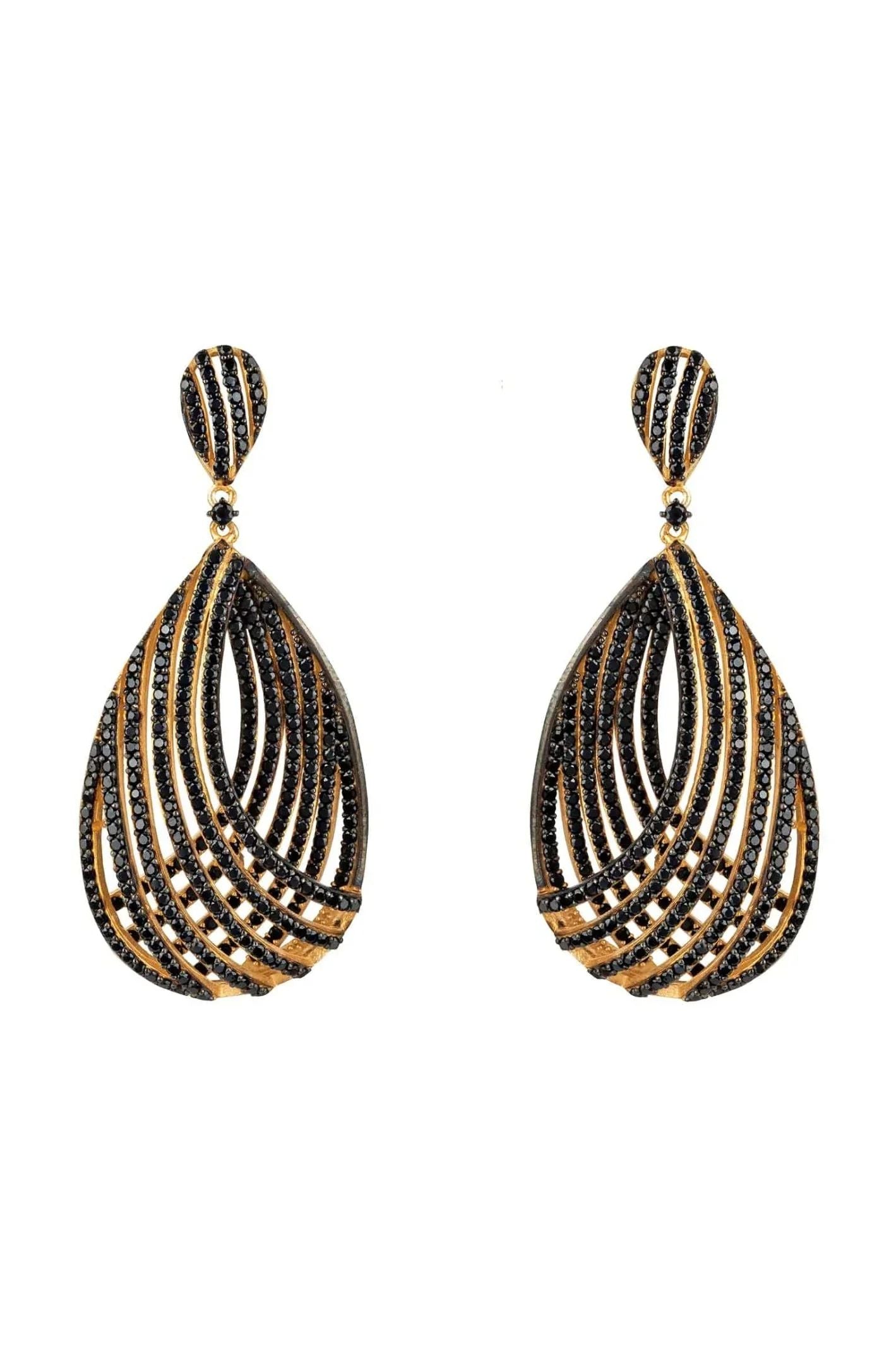 Vortex Teardrop Earring Black Cz - LATELITA Earrings