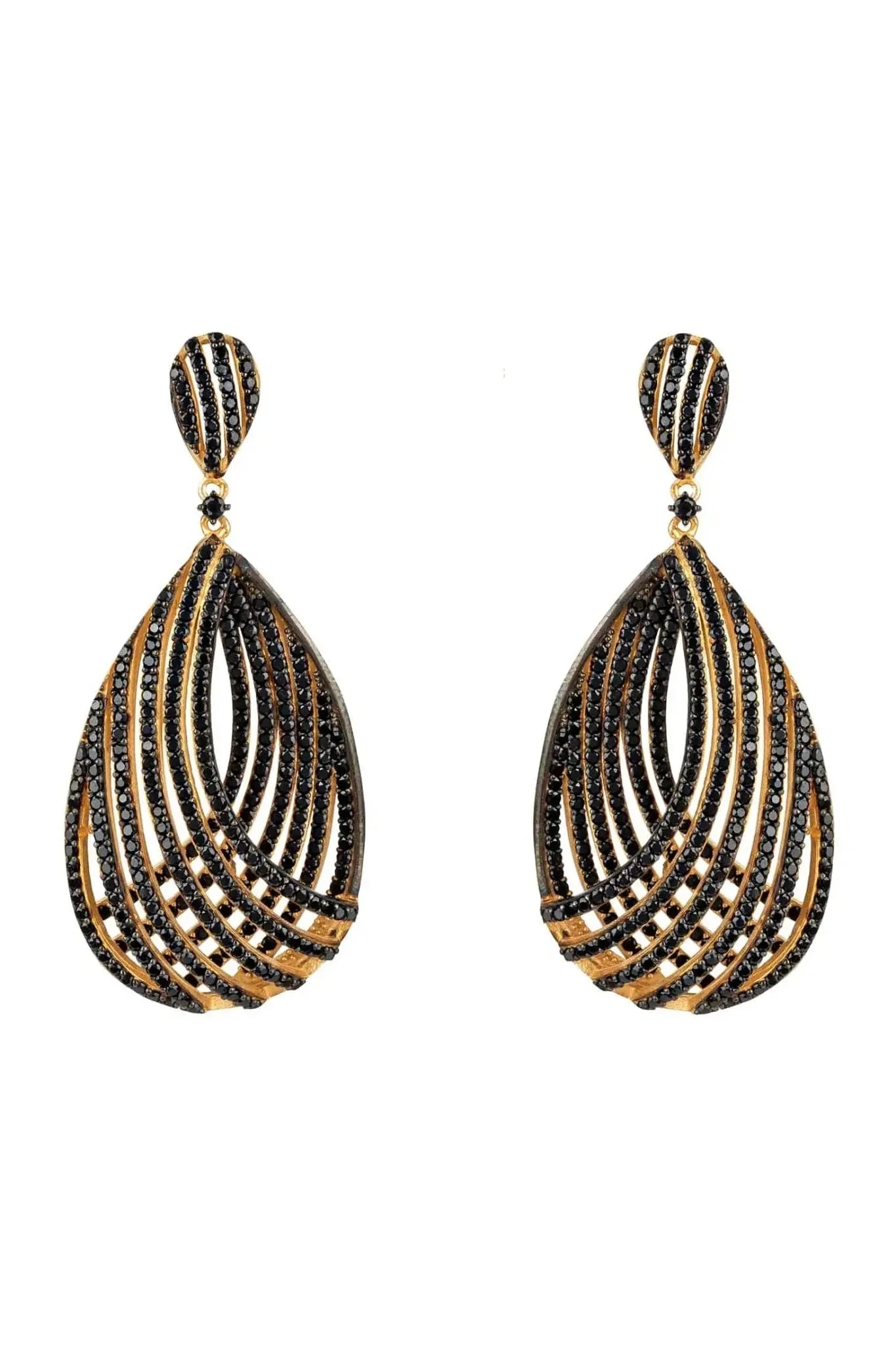 Vortex Teardrop Earring Black Cz - LATELITA Earrings