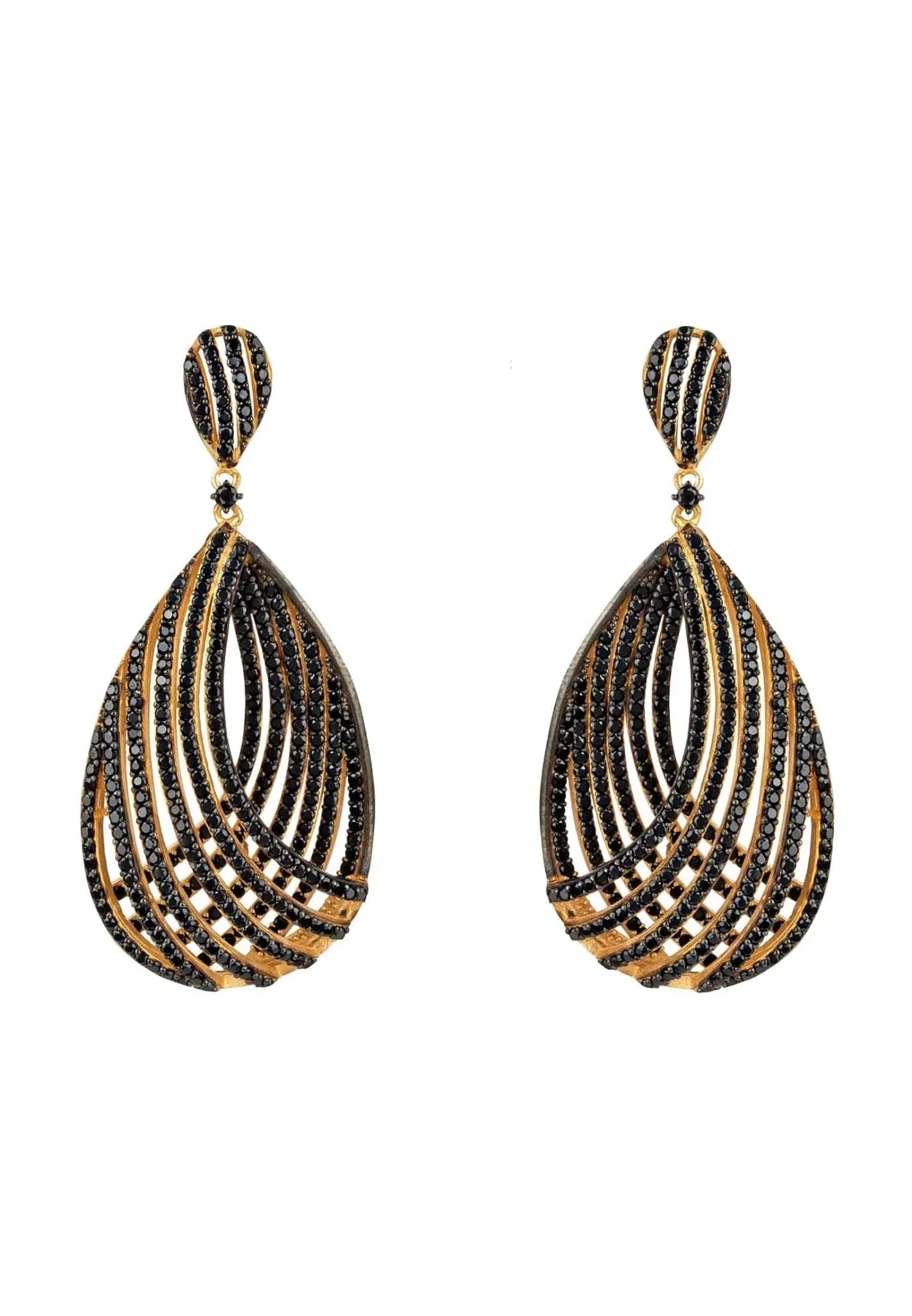 Vortex Teardrop Earring Black Cz - LATELITA Earrings