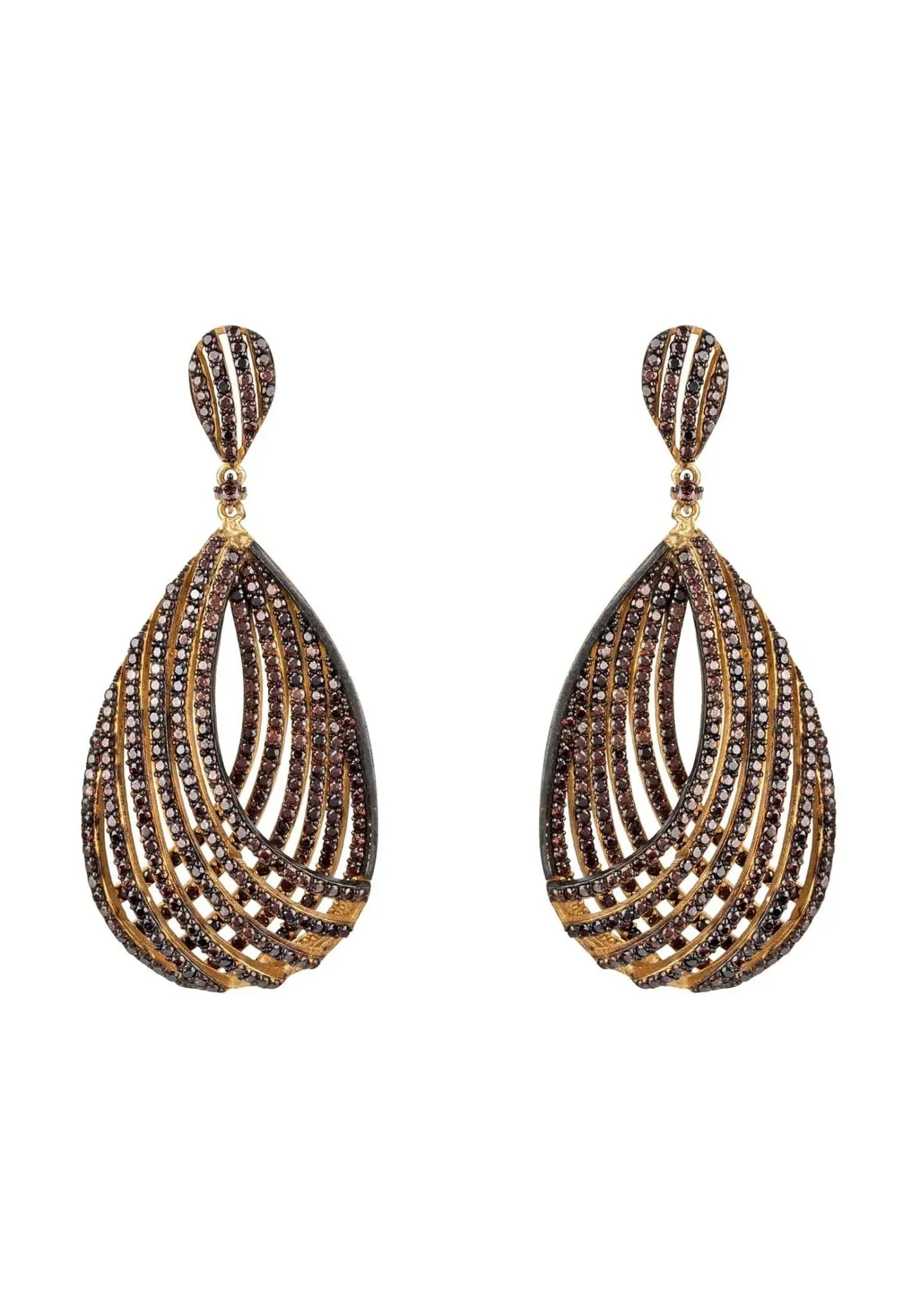 Vortex Teardrop Earring Chocolate Cz - LATELITA Earrings