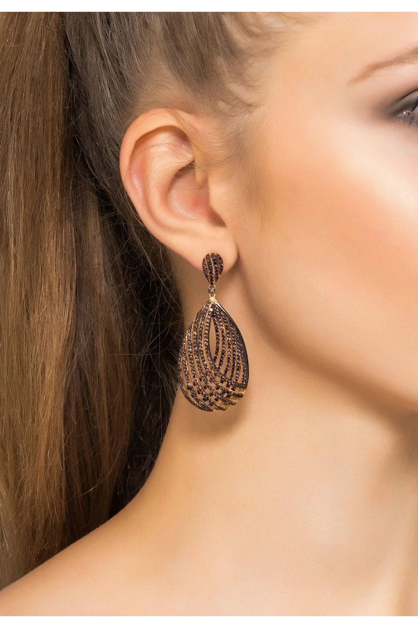 Vortex Teardrop Earring Chocolate Cz - LATELITA Earrings
