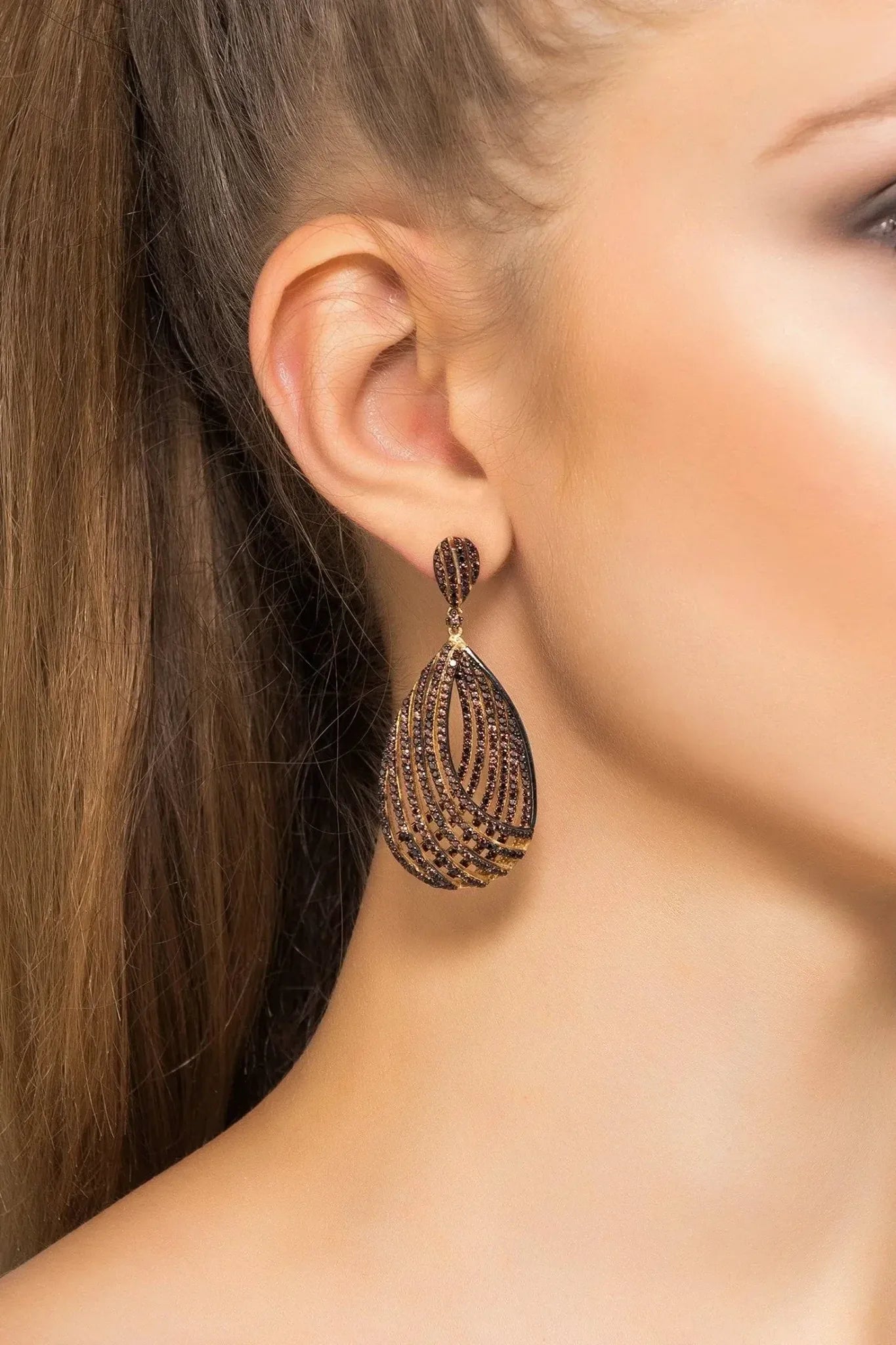 Vortex Teardrop Earring Chocolate Cz - LATELITA Earrings