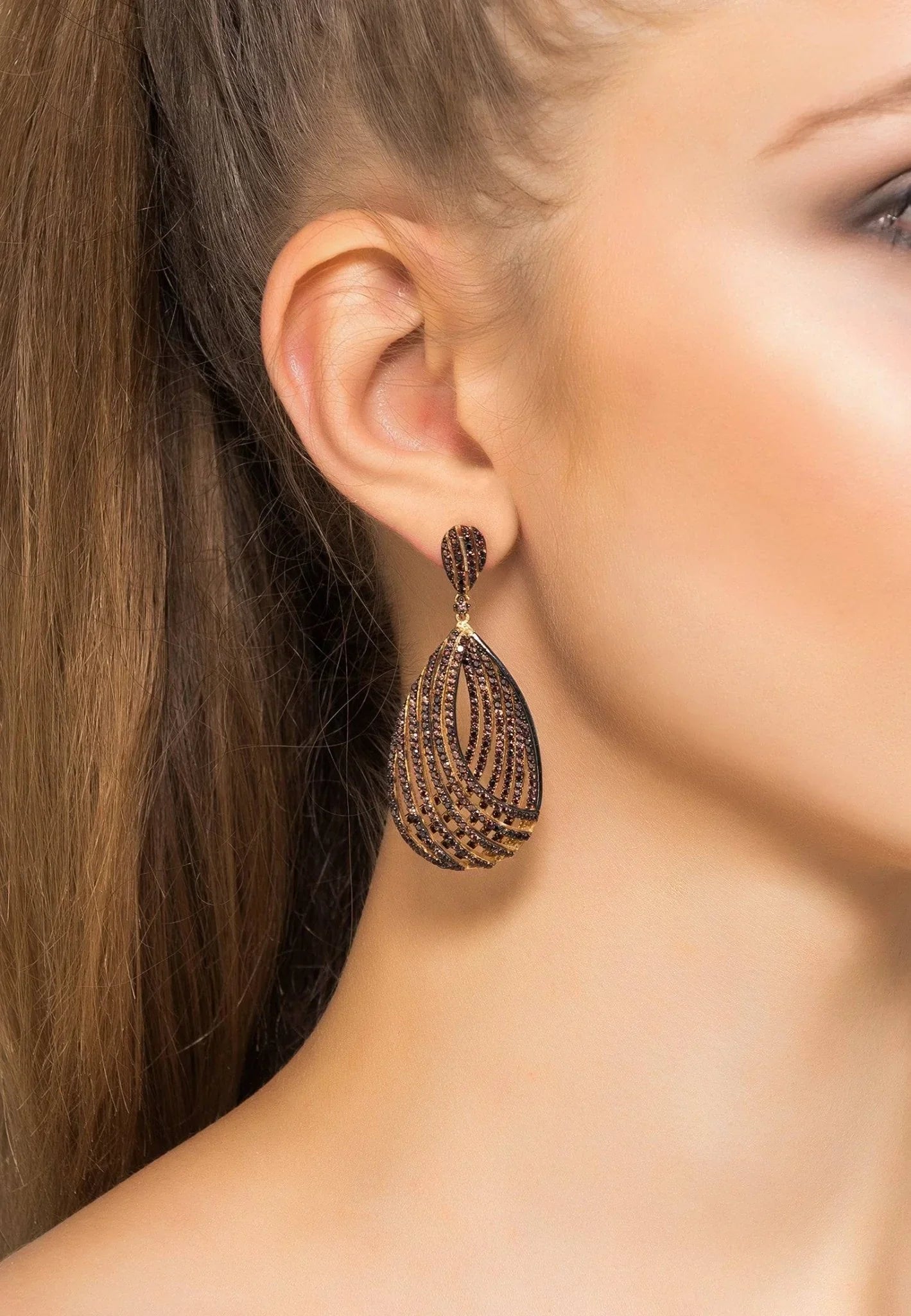 Vortex Teardrop Earring Chocolate Cz - LATELITA Earrings