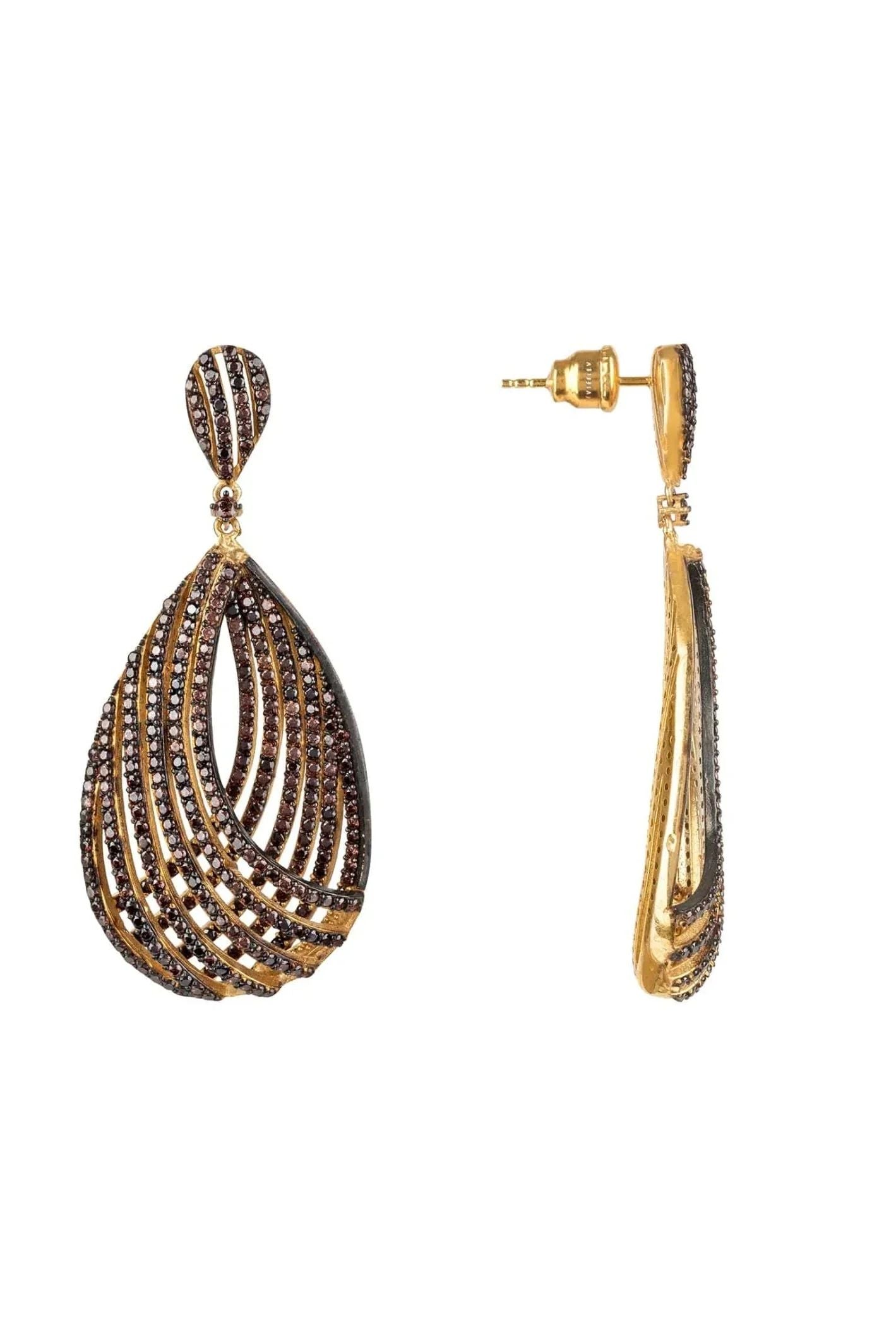 Vortex Teardrop Earring Chocolate Cz - LATELITA Earrings