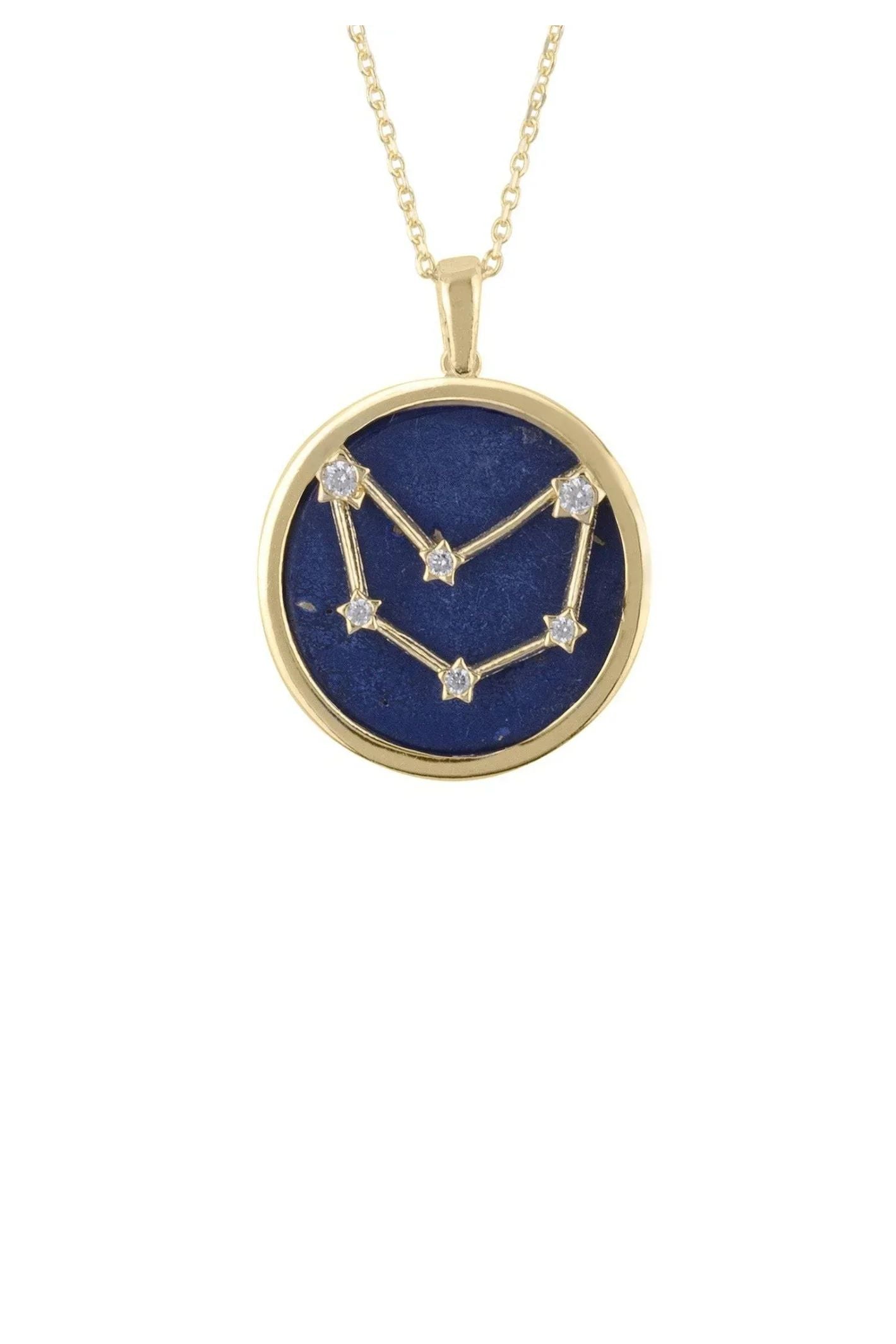 Zodiac Lapis Lazuli Gemstone Star Constellation Pendant Necklace Gold Capricorn - LATELITA Necklaces