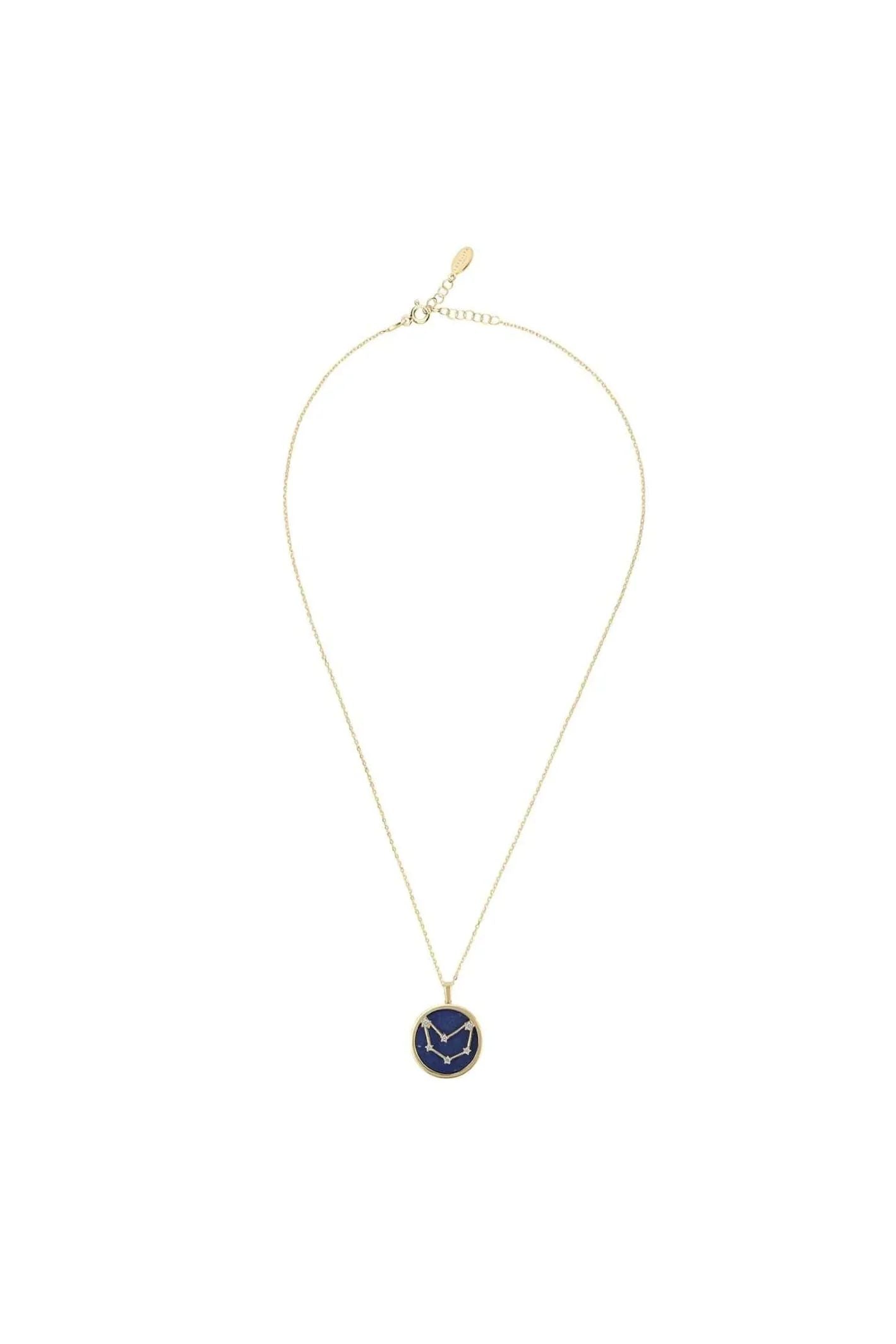 Zodiac Lapis Lazuli Gemstone Star Constellation Pendant Necklace Gold Capricorn - LATELITA Necklaces
