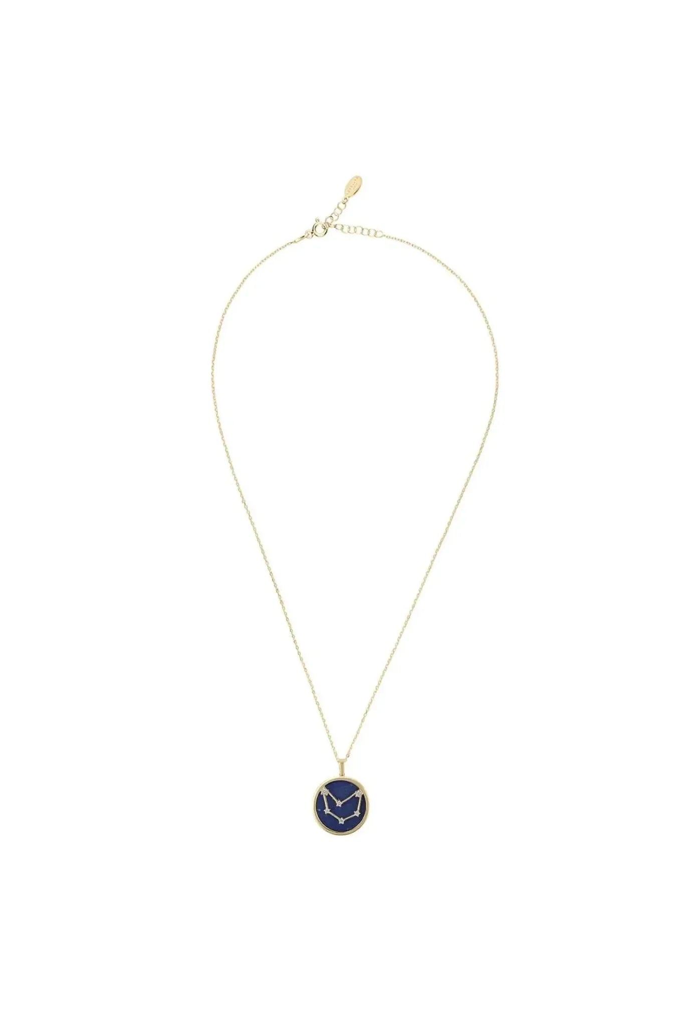 Zodiac Lapis Lazuli Gemstone Star Constellation Pendant Necklace Gold Capricorn - LATELITA Necklaces