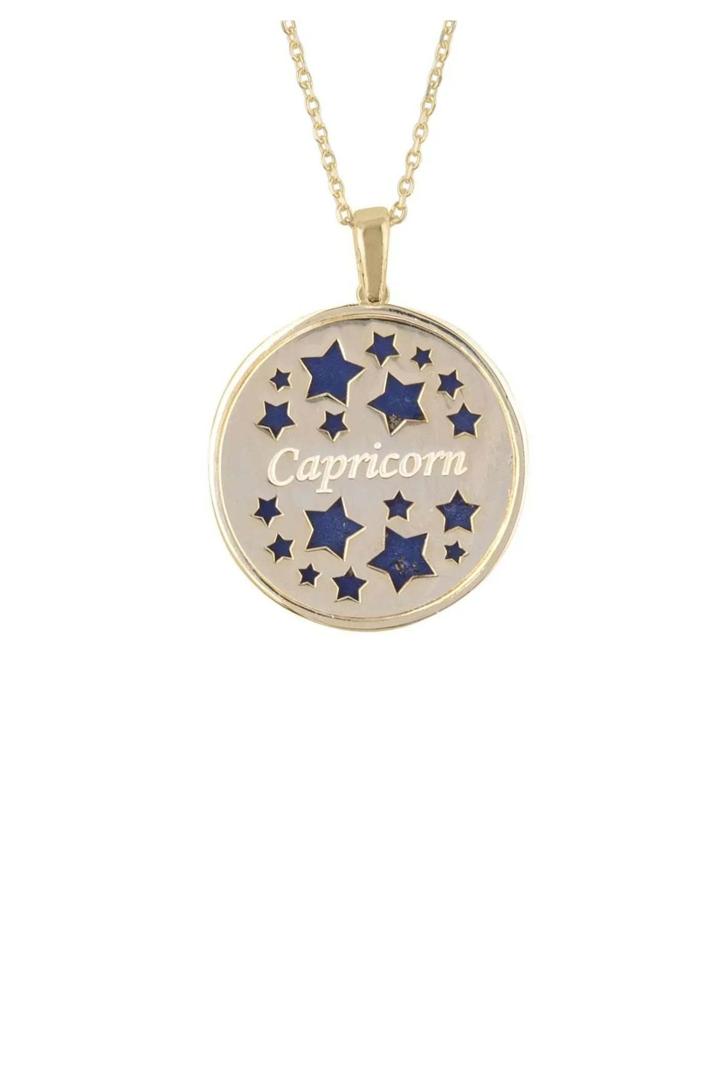 Zodiac Lapis Lazuli Gemstone Star Constellation Pendant Necklace Gold Capricorn - LATELITA Necklaces