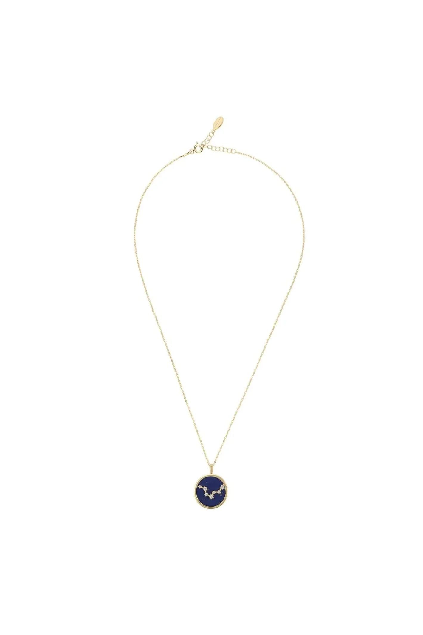 Zodiac Lapis Lazuli Gemstone Star Constellation Pendant Necklace Gold Pisces - LATELITA Necklaces