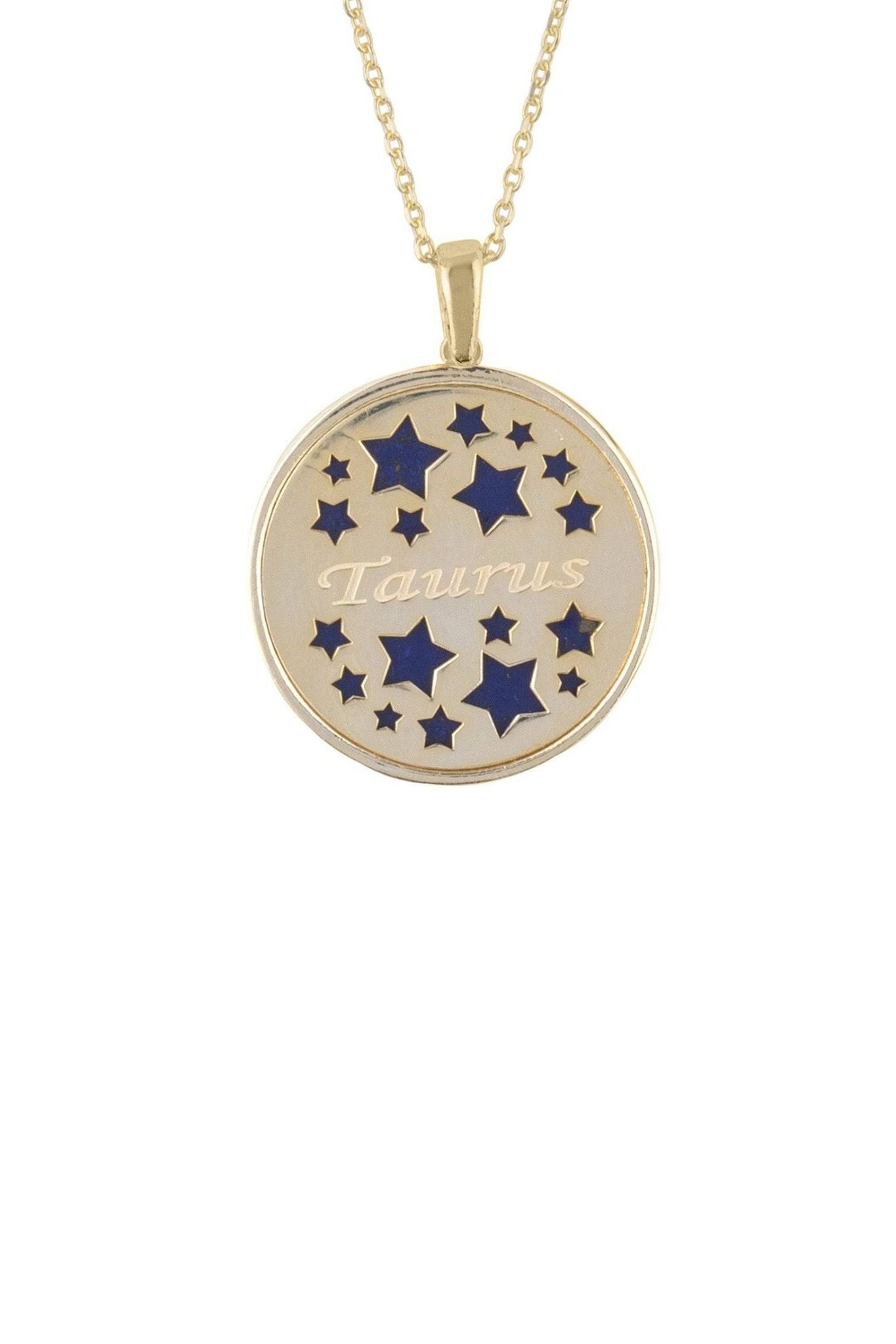 Zodiac Lapis Lazuli Gemstone Star Constellation Pendant Necklace Gold Taurus - LATELITA Necklaces