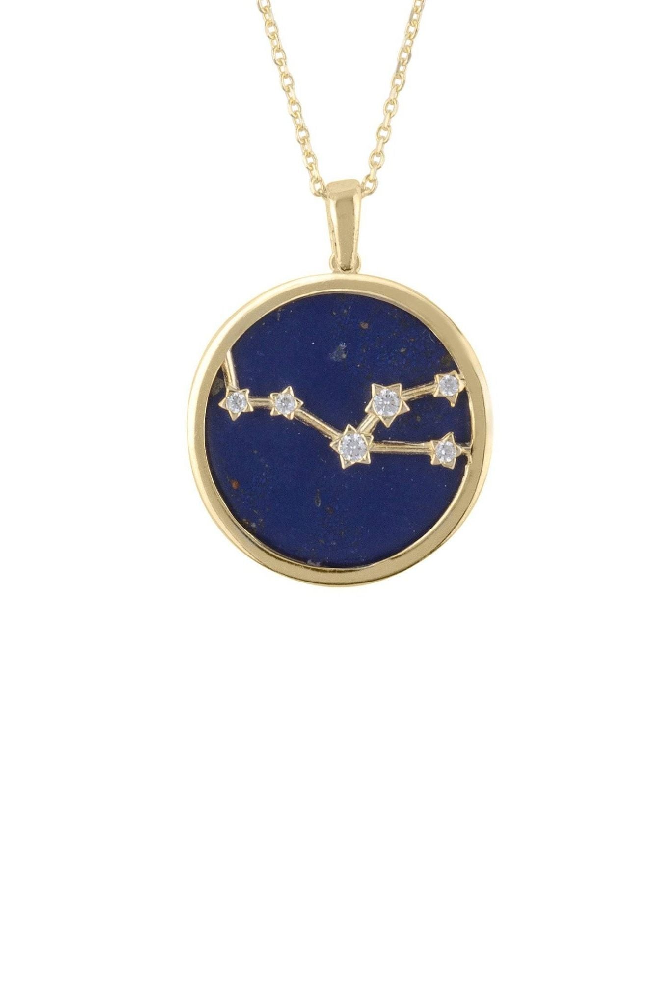 Zodiac Lapis Lazuli Gemstone Star Constellation Pendant Necklace Gold Taurus - LATELITA Necklaces