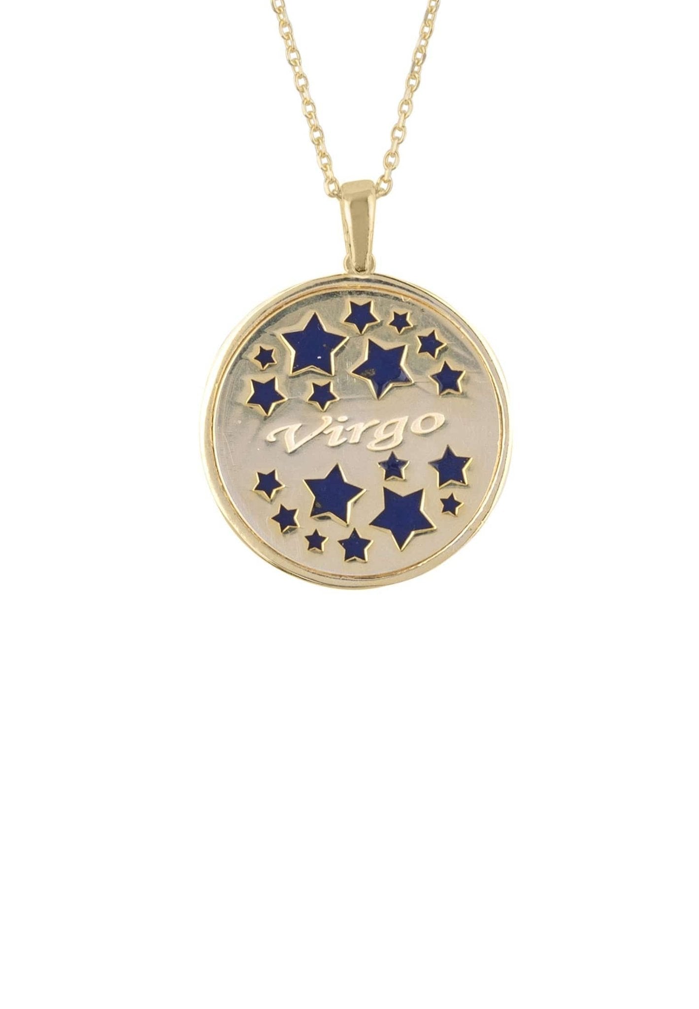 Zodiac Lapis Lazuli Gemstone Star Constellation Pendant Necklace Gold Virgo - LATELITA Necklaces
