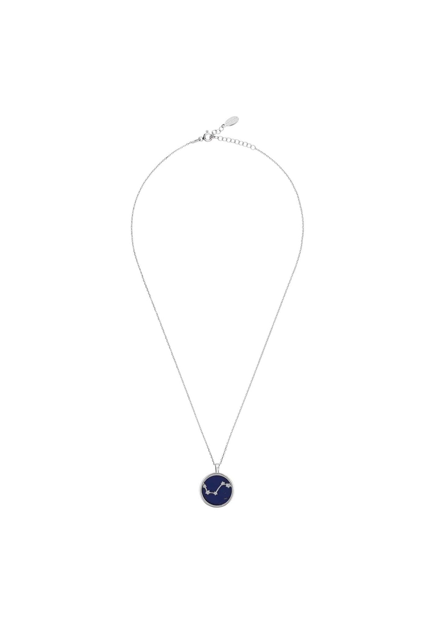 Zodiac Lapis Lazuli Gemstone Star Constellation Pendant Necklace Silver Aries - LATELITA Necklaces