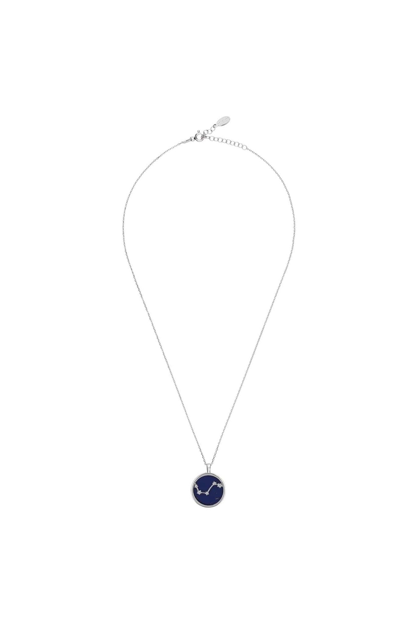 Zodiac Lapis Lazuli Gemstone Star Constellation Pendant Necklace Silver Aries - LATELITA Necklaces
