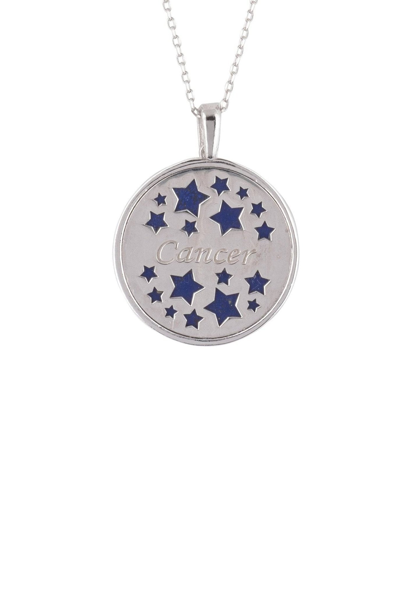 Zodiac Lapis Lazuli Gemstone Star Constellation Pendant Necklace Silver Cancer - LATELITA Necklaces