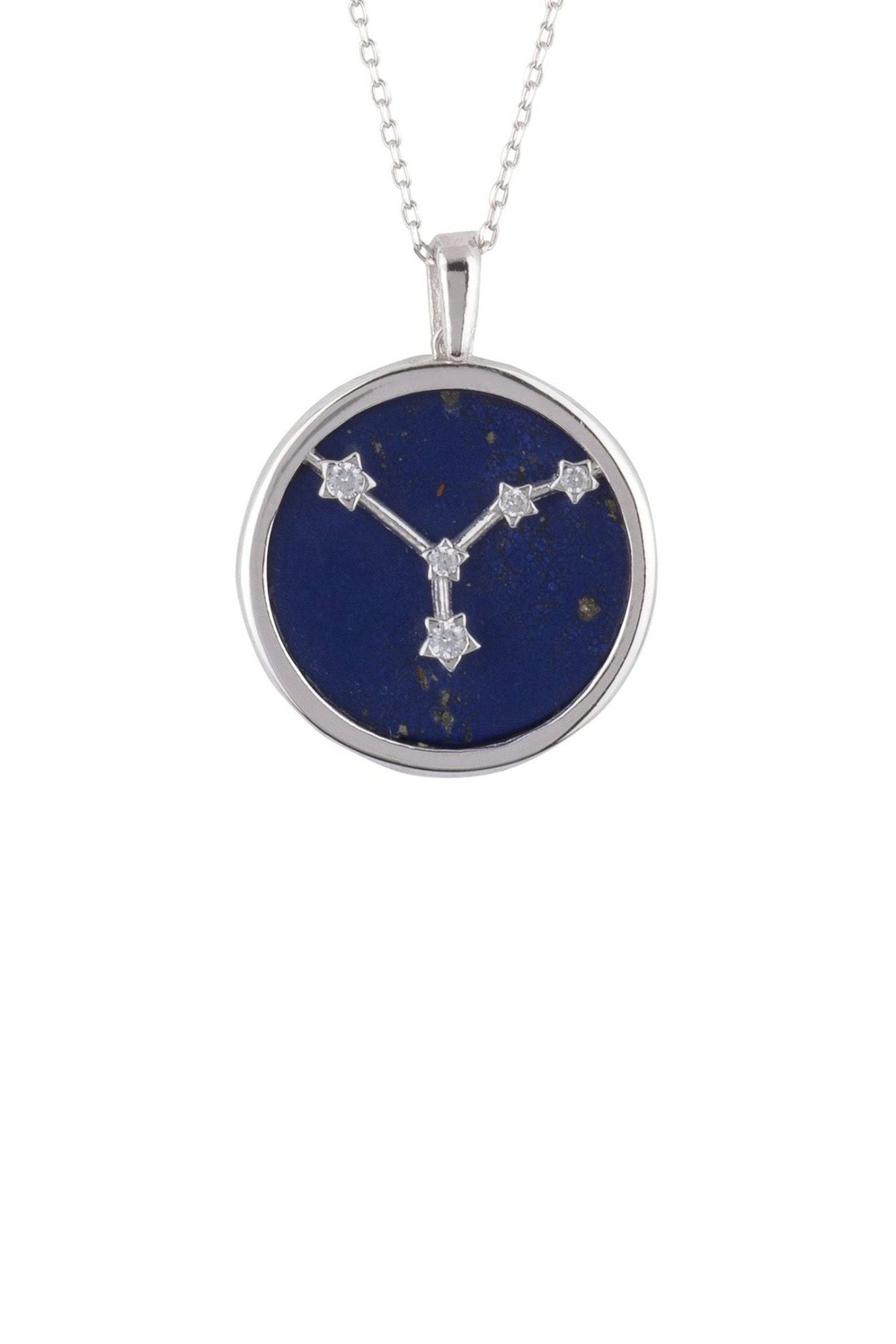 Zodiac Lapis Lazuli Gemstone Star Constellation Pendant Necklace Silver Cancer - LATELITA Necklaces