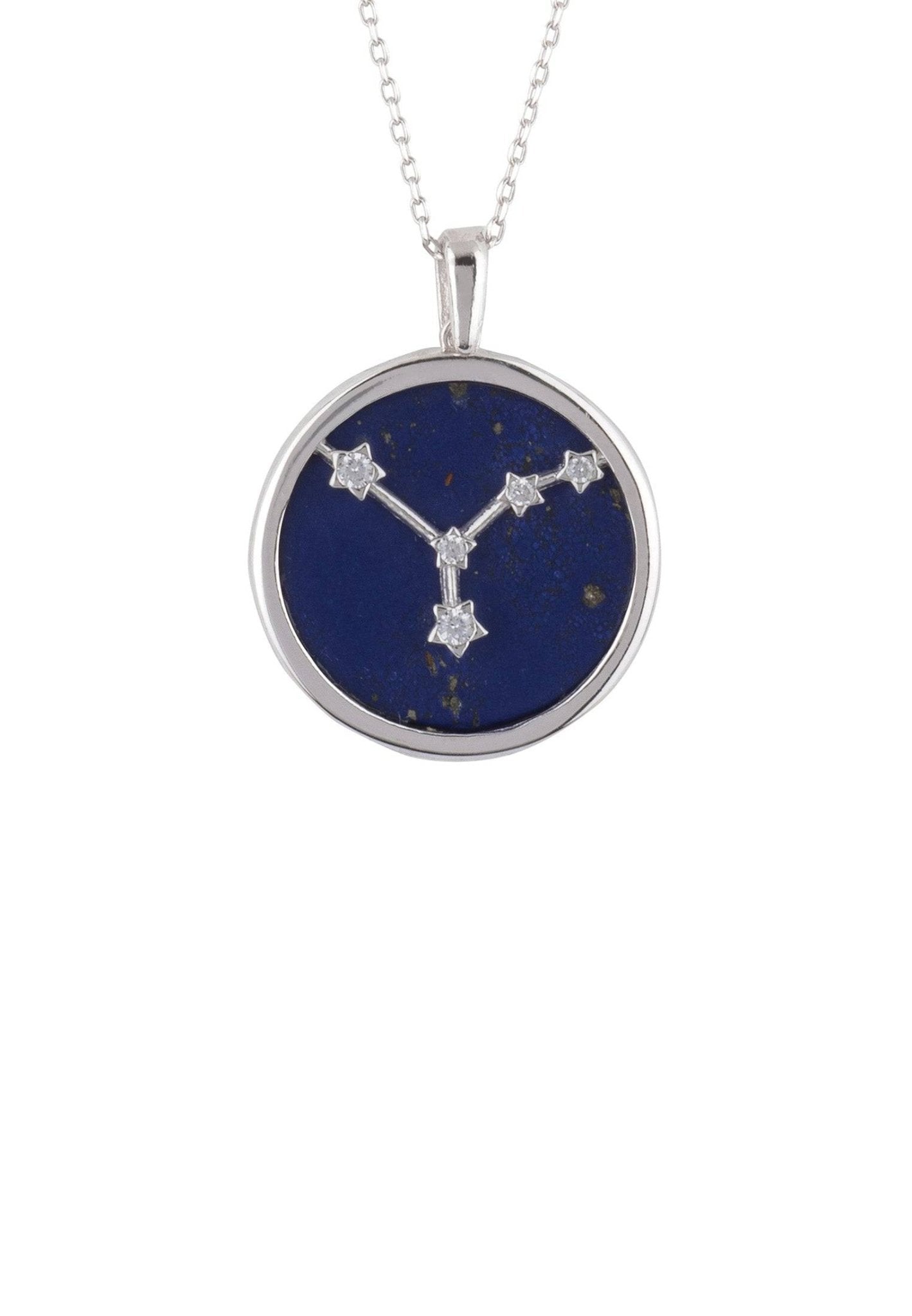 Zodiac Lapis Lazuli Gemstone Star Constellation Pendant Necklace Silver Cancer - LATELITA Necklaces