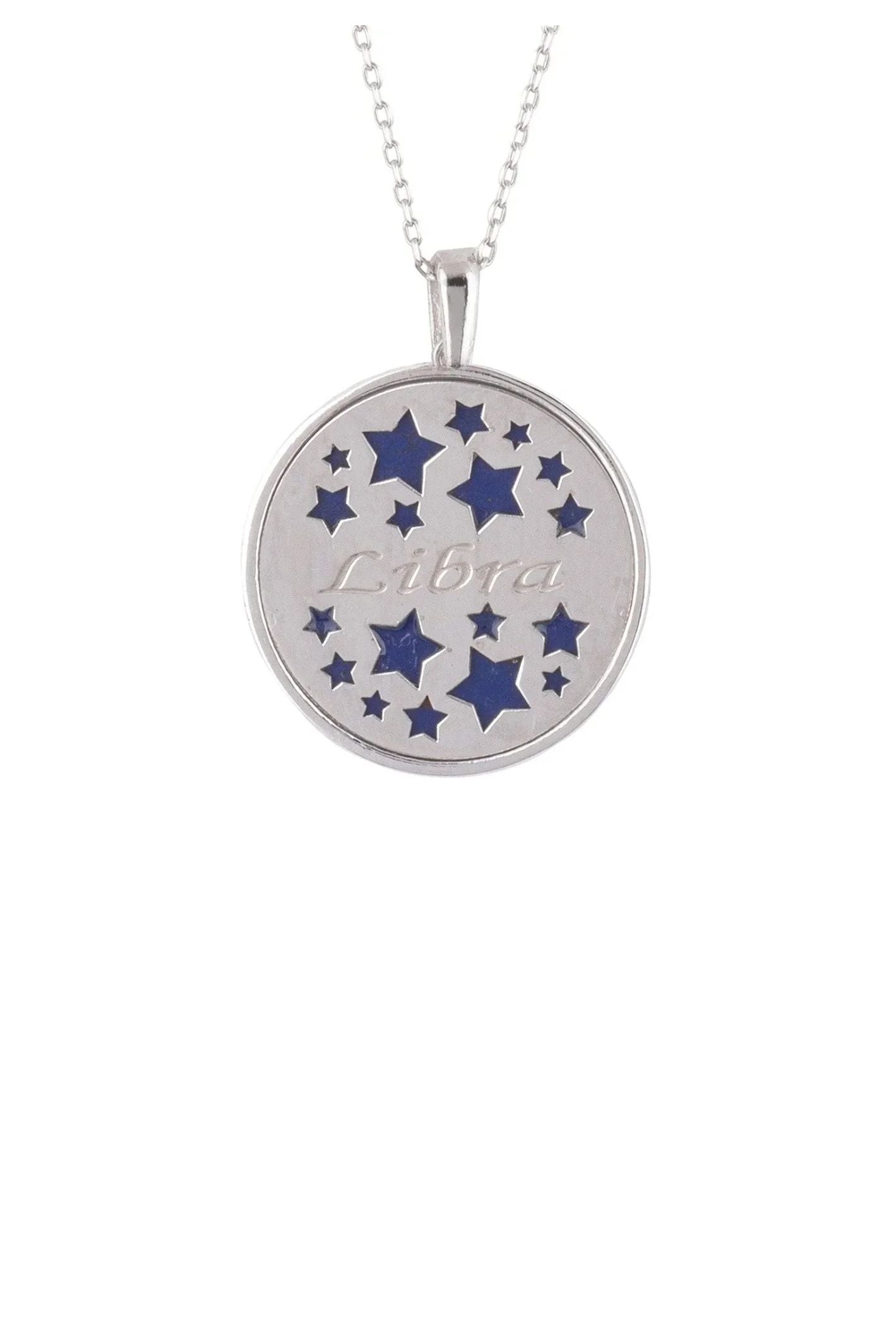 Zodiac Lapis Lazuli Gemstone Star Constellation Pendant Necklace Silver Libra - LATELITA Necklaces