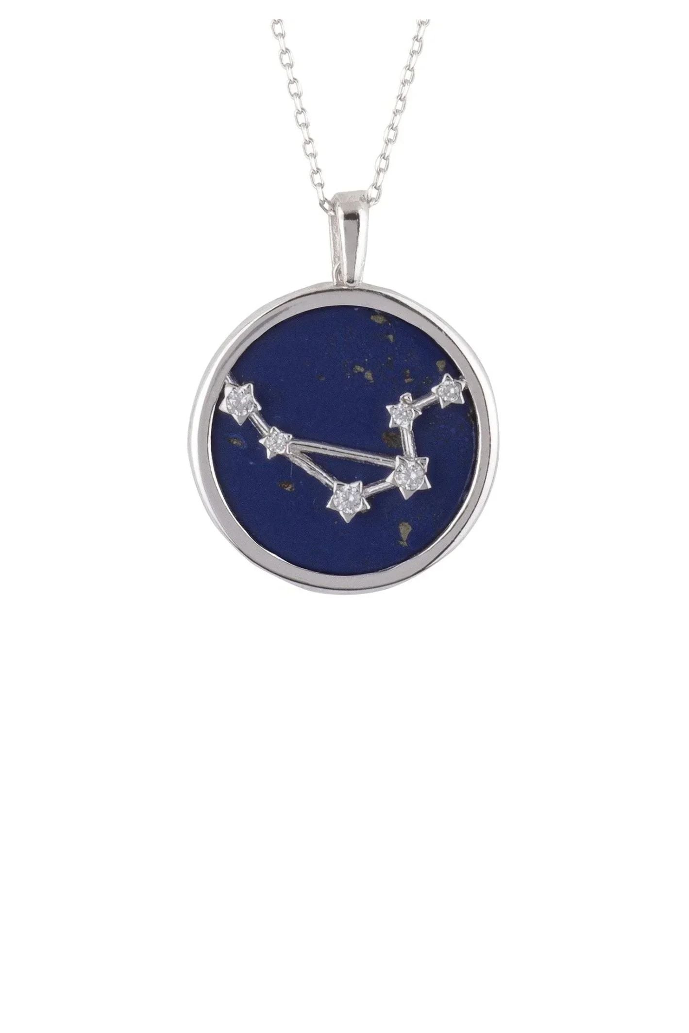 Zodiac Lapis Lazuli Gemstone Star Constellation Pendant Necklace Silver Libra - LATELITA Necklaces
