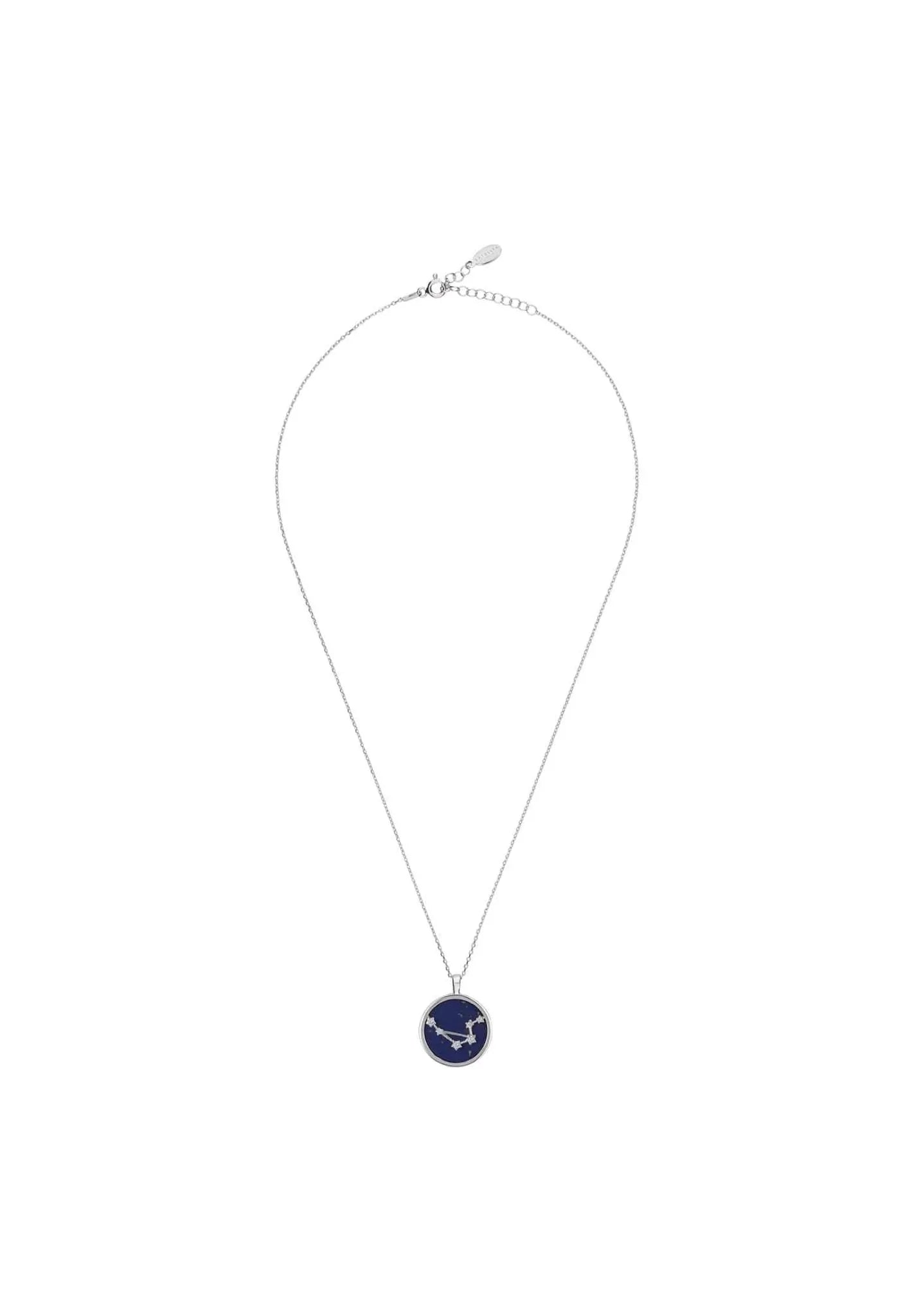 Zodiac Lapis Lazuli Gemstone Star Constellation Pendant Necklace Silver Libra - LATELITA Necklaces