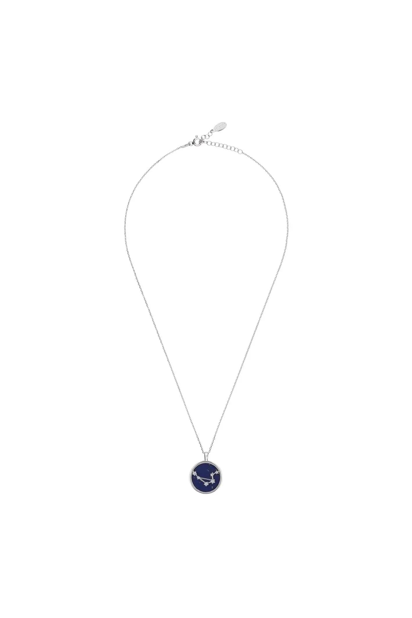 Zodiac Lapis Lazuli Gemstone Star Constellation Pendant Necklace Silver Libra - LATELITA Necklaces