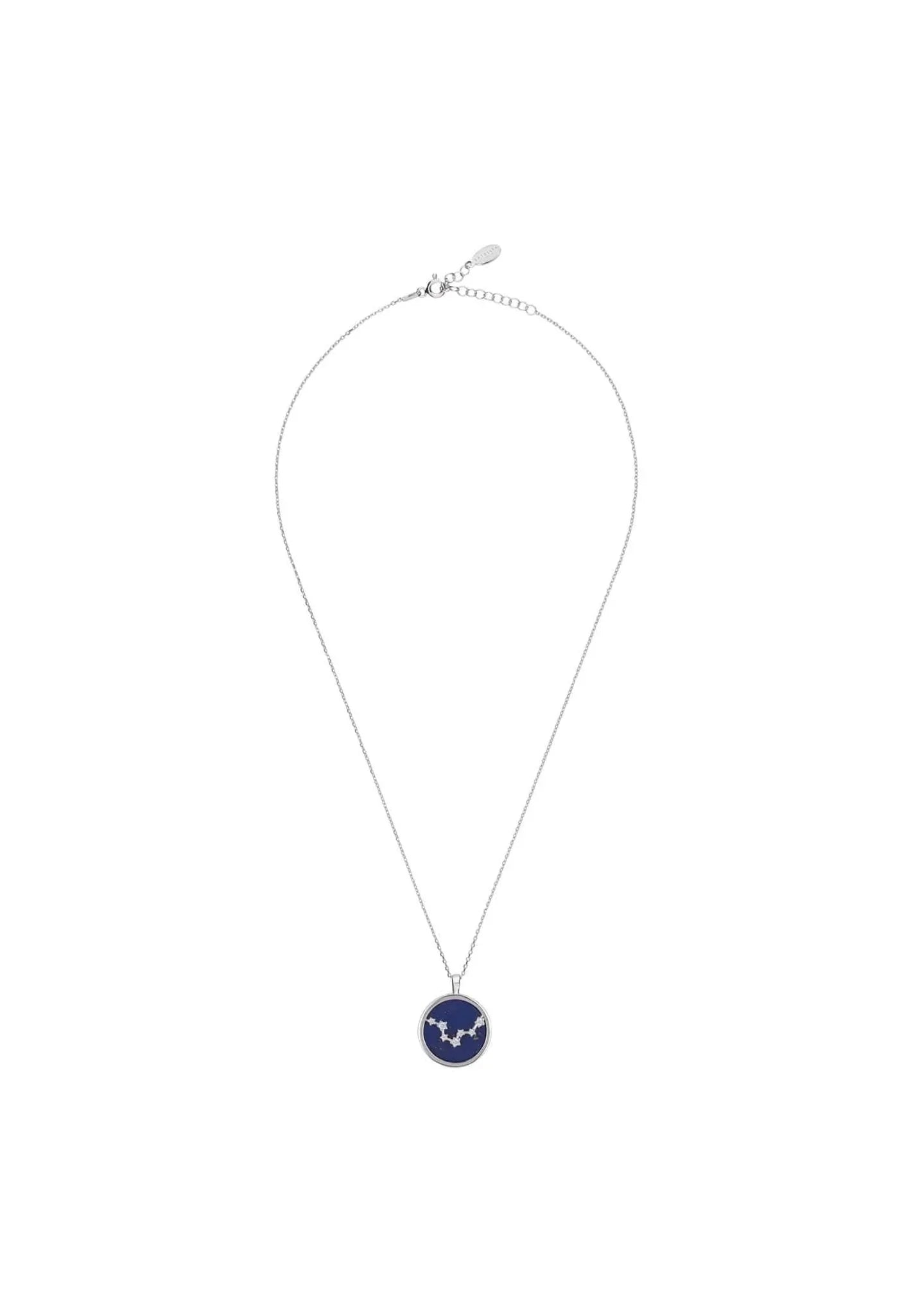Zodiac Lapis Lazuli Gemstone Star Constellation Pendant Necklace Silver Pisces - LATELITA Necklaces
